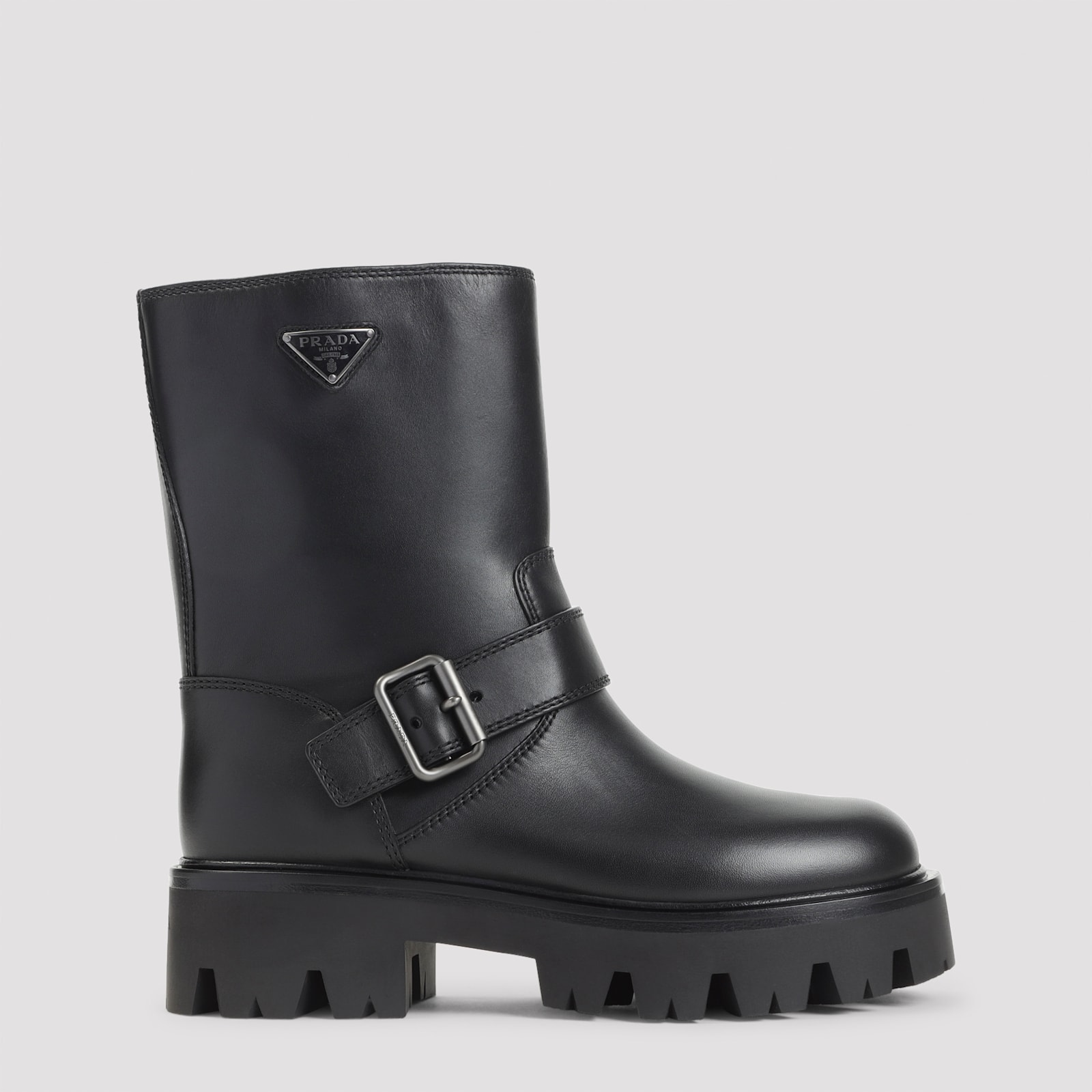 Prada Black Leather Sneaker In Black