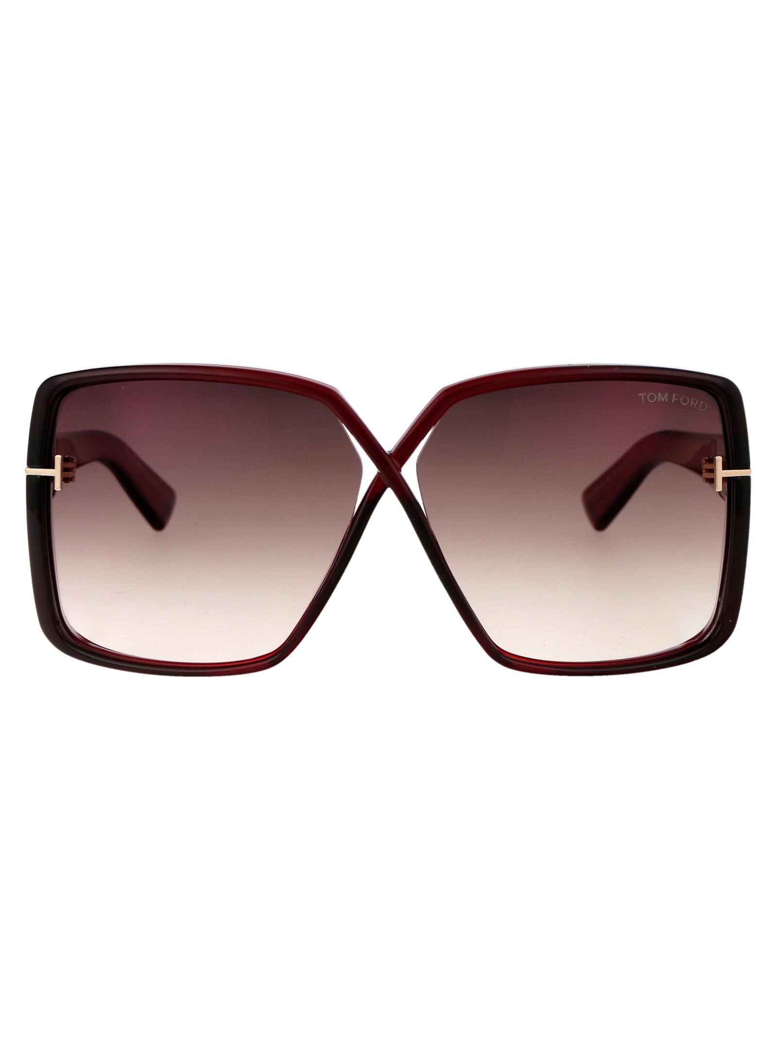 Shop Tom Ford Yvonne Sunglasses In 66g Rosso Luc / Marrone Specchiato