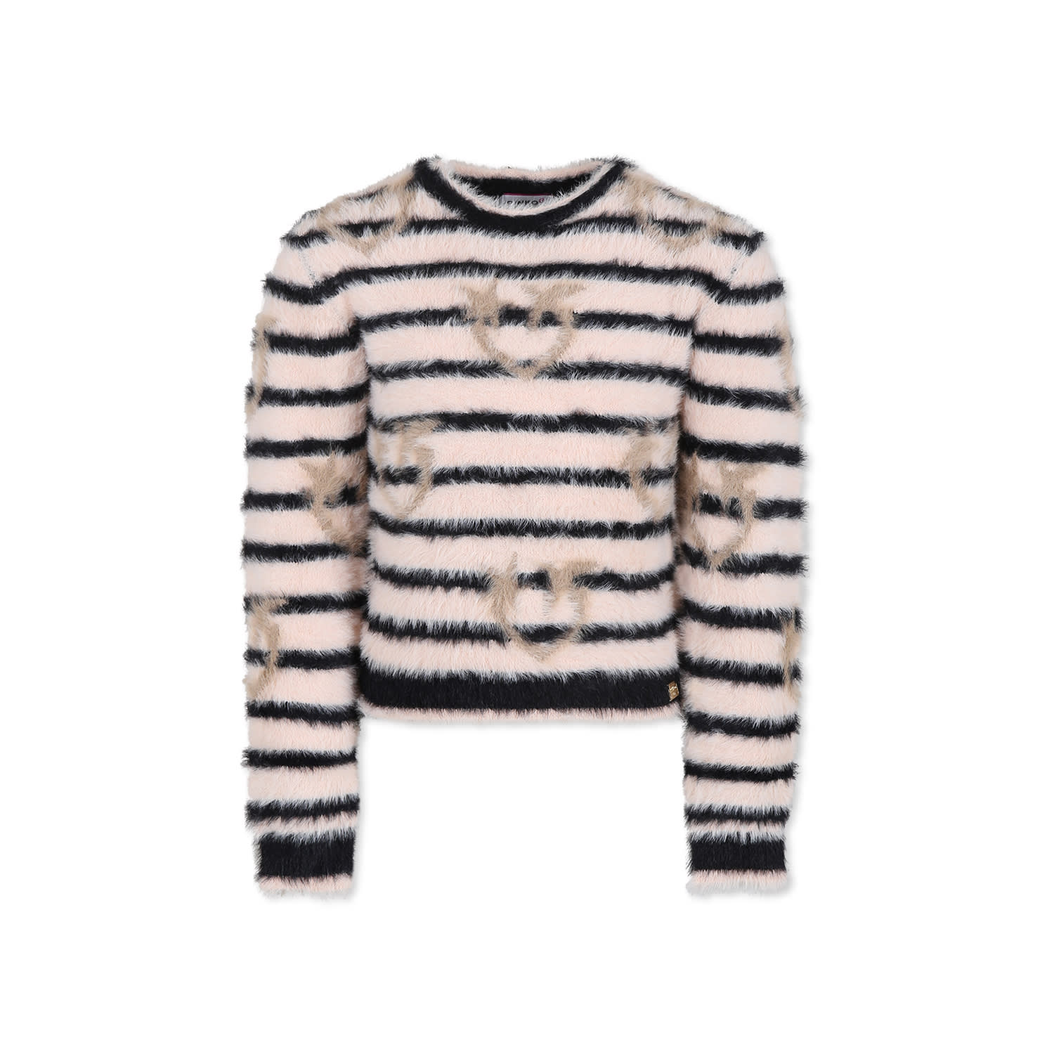 Pinko Kids' Pink Sweater For Girl With Logo In Multicolor