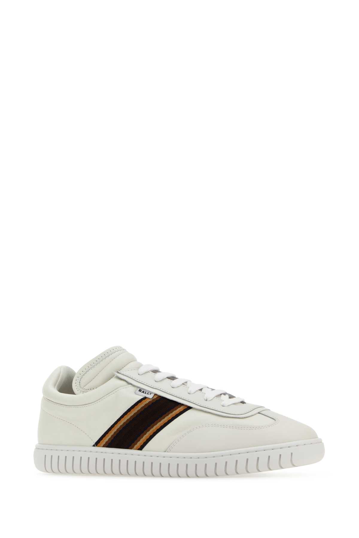 Shop Bally White Leather Parrel Sneakers