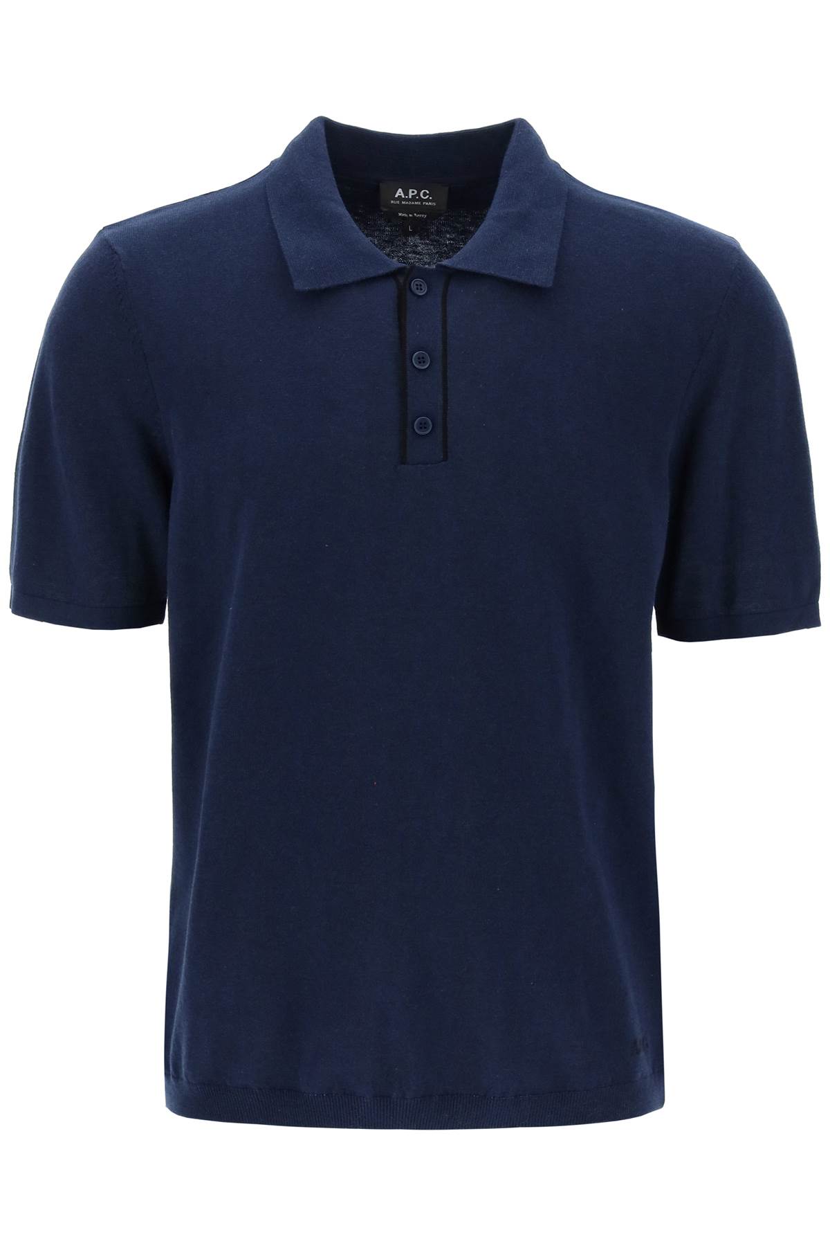 Apc Plain Cotton Polo Shirt In Marine Noir (blue)