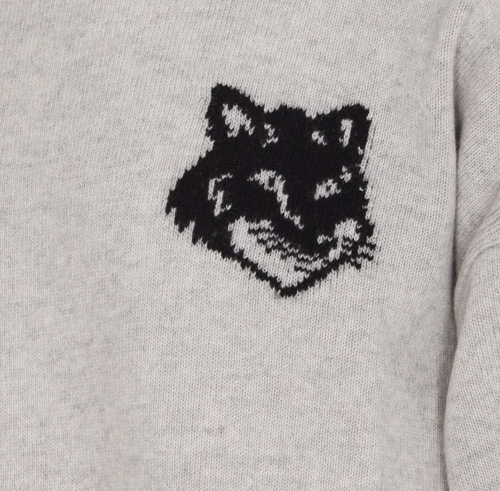 Shop Maison Kitsuné Fox Head Intarsia High Neck Sweater In Grey