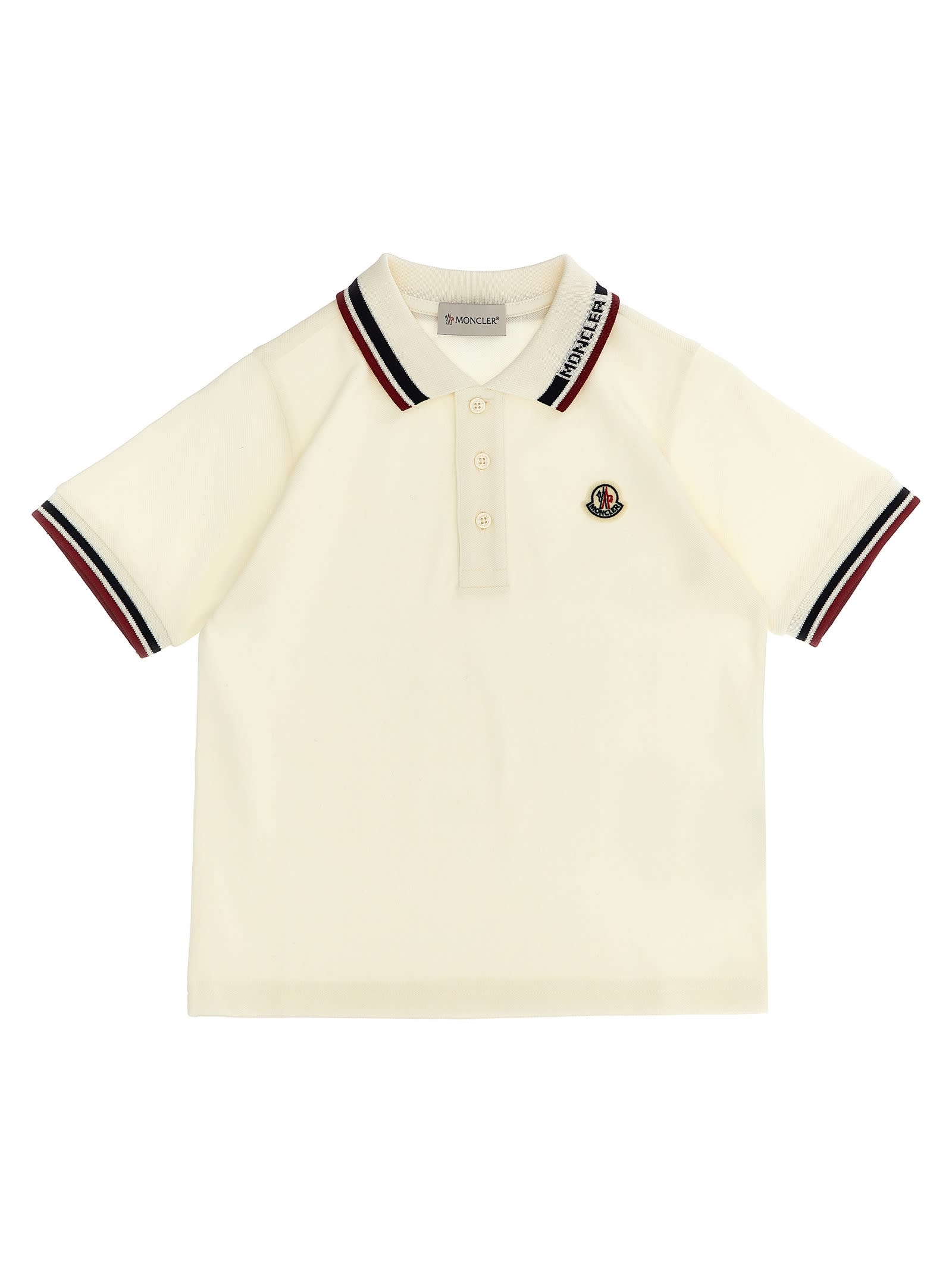 Moncler Kids' Logo Patch Polo Shirt In White
