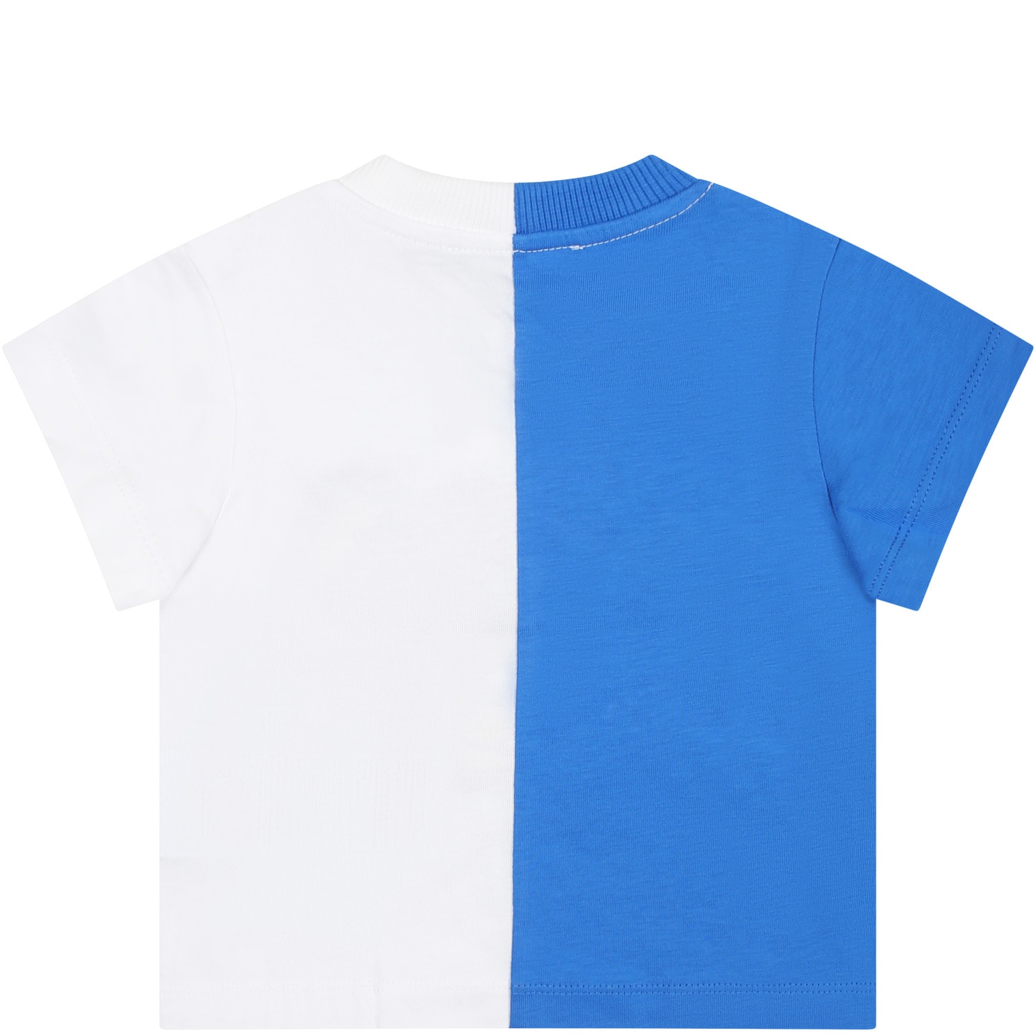 Shop Moschino Blue T-shirt For Babies With Teddy Bear And Logo