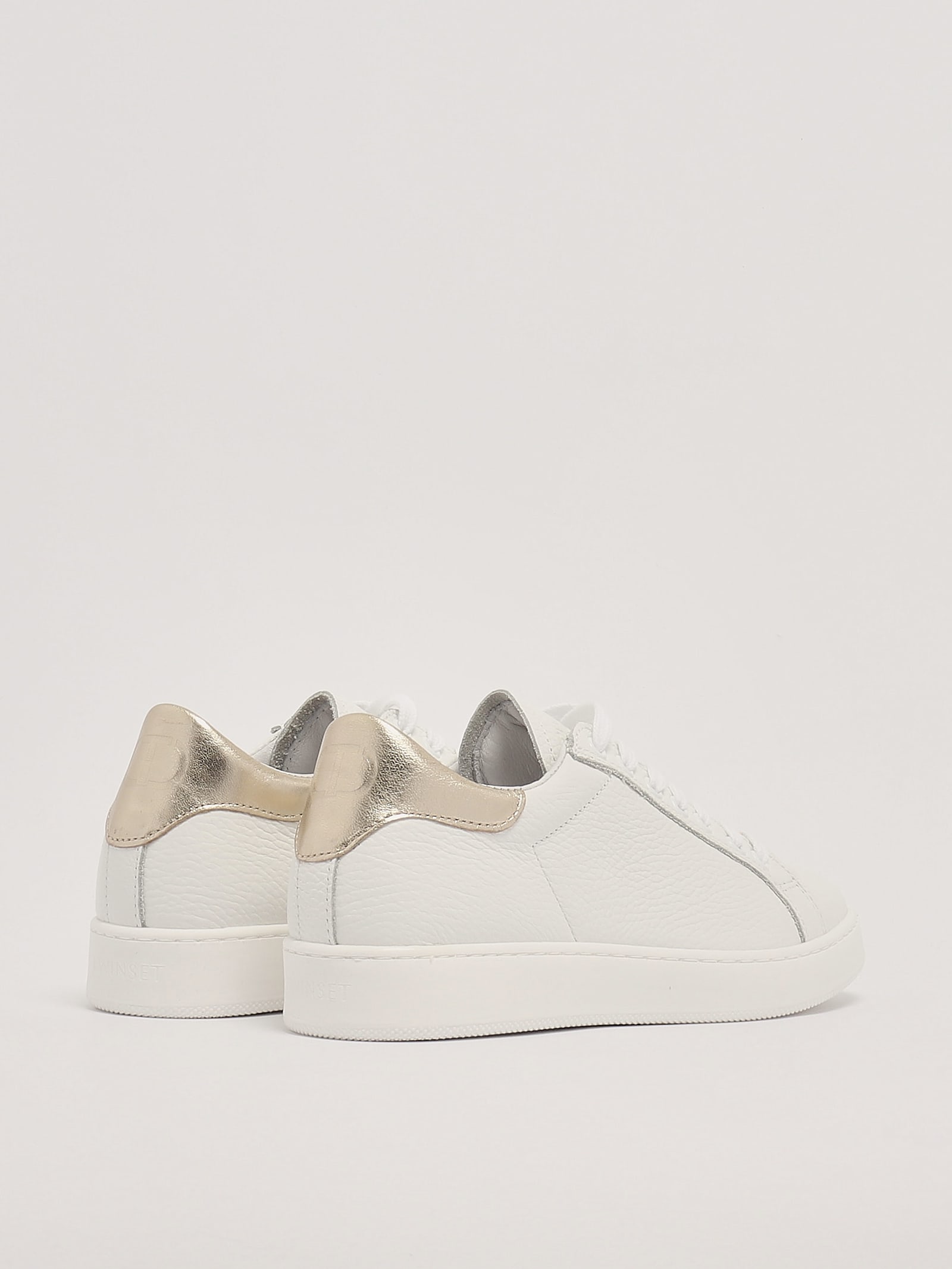 Twinset Ecopelle Sneaker In Bianco-oro