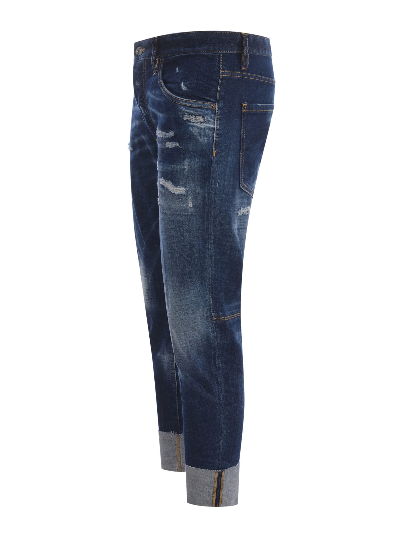 Shop Dsquared2 Jeans  Sailor In Denim Stretch In Denim Blu