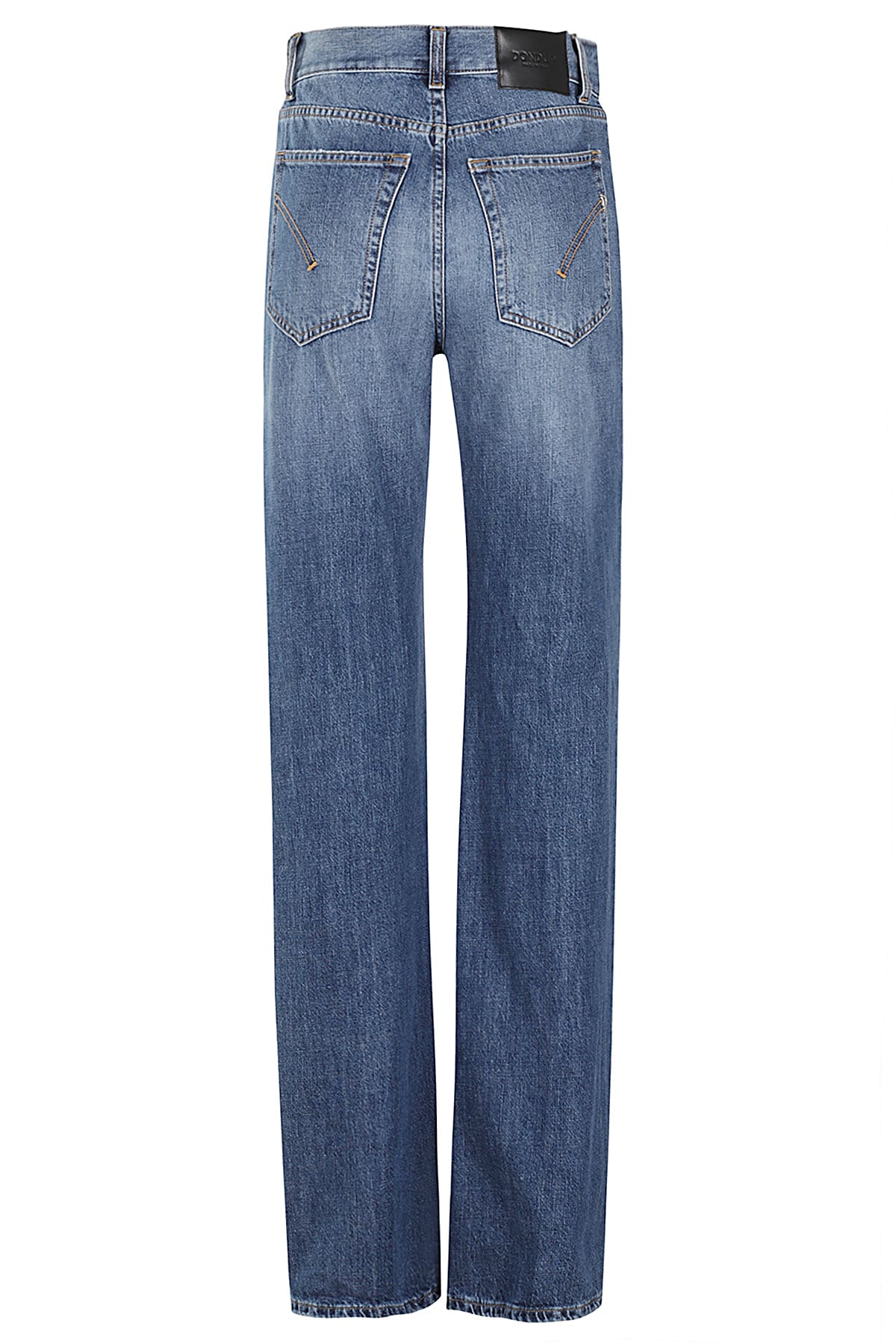 Dondup High-waisted Medium Blue Straight-leg Mabel Jeans In Blu