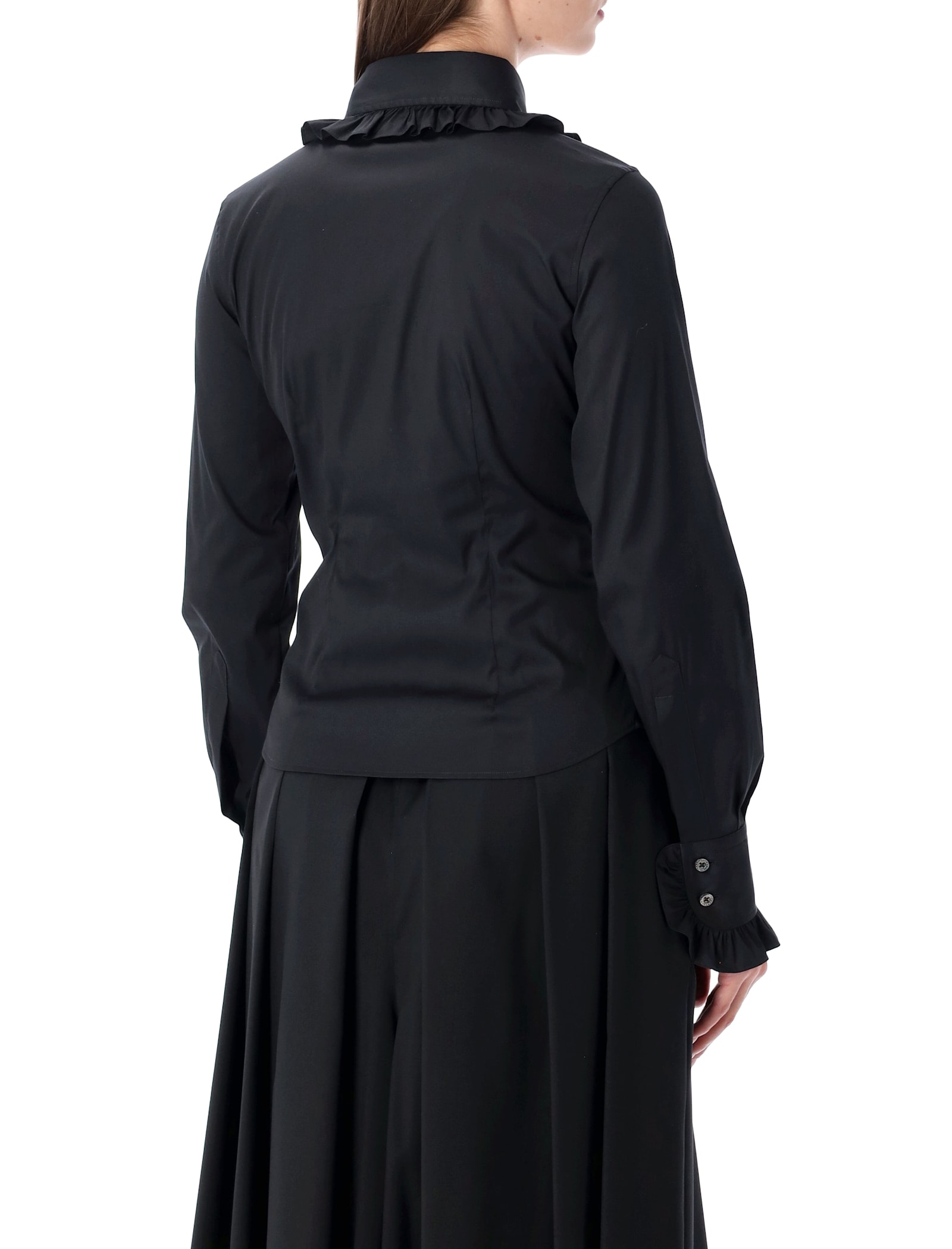 Vivienne Westwood Tailored Long Sleeve Shirt With Ruffled Collar In Black