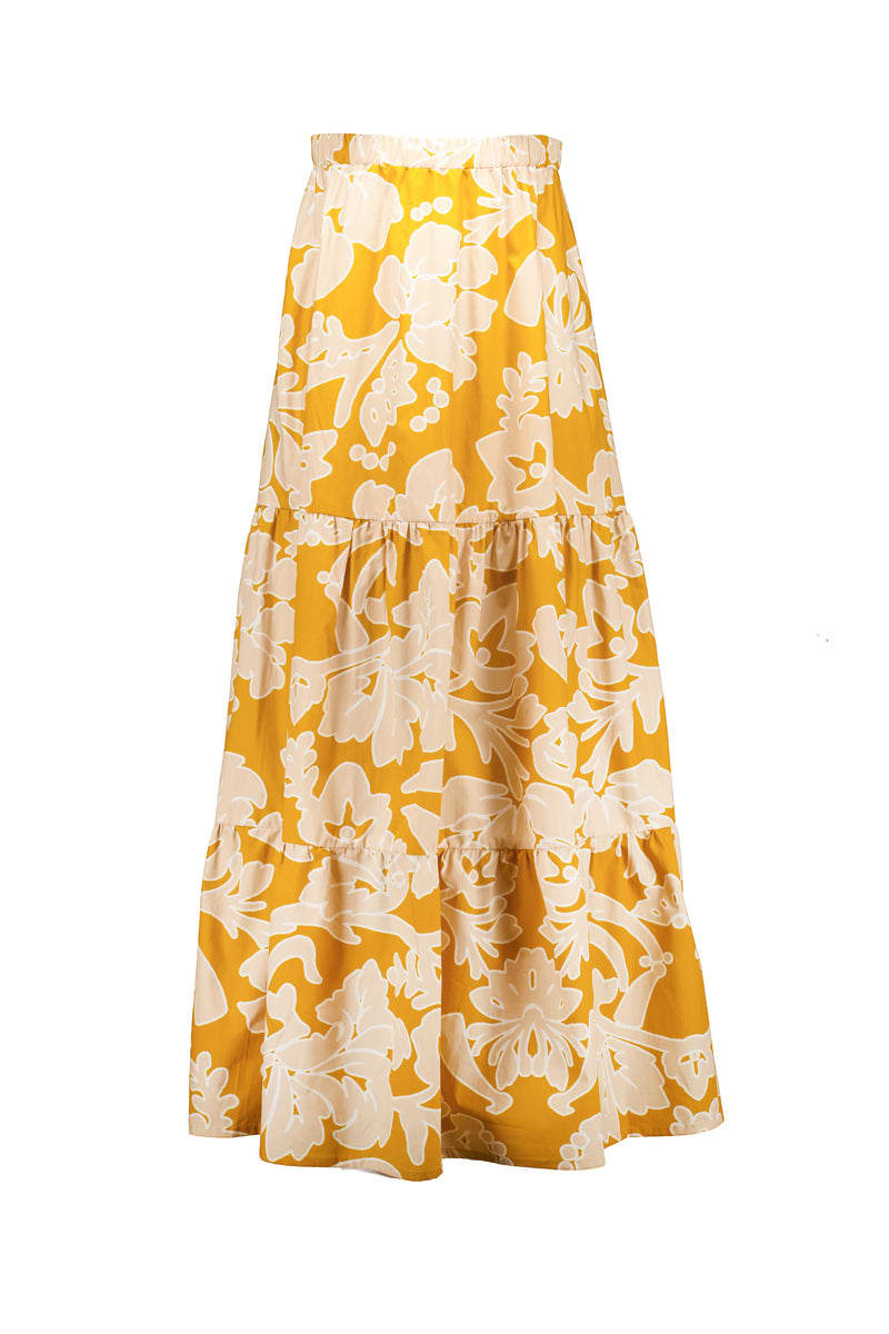 Charlotte In Flowered Ochre Cotton