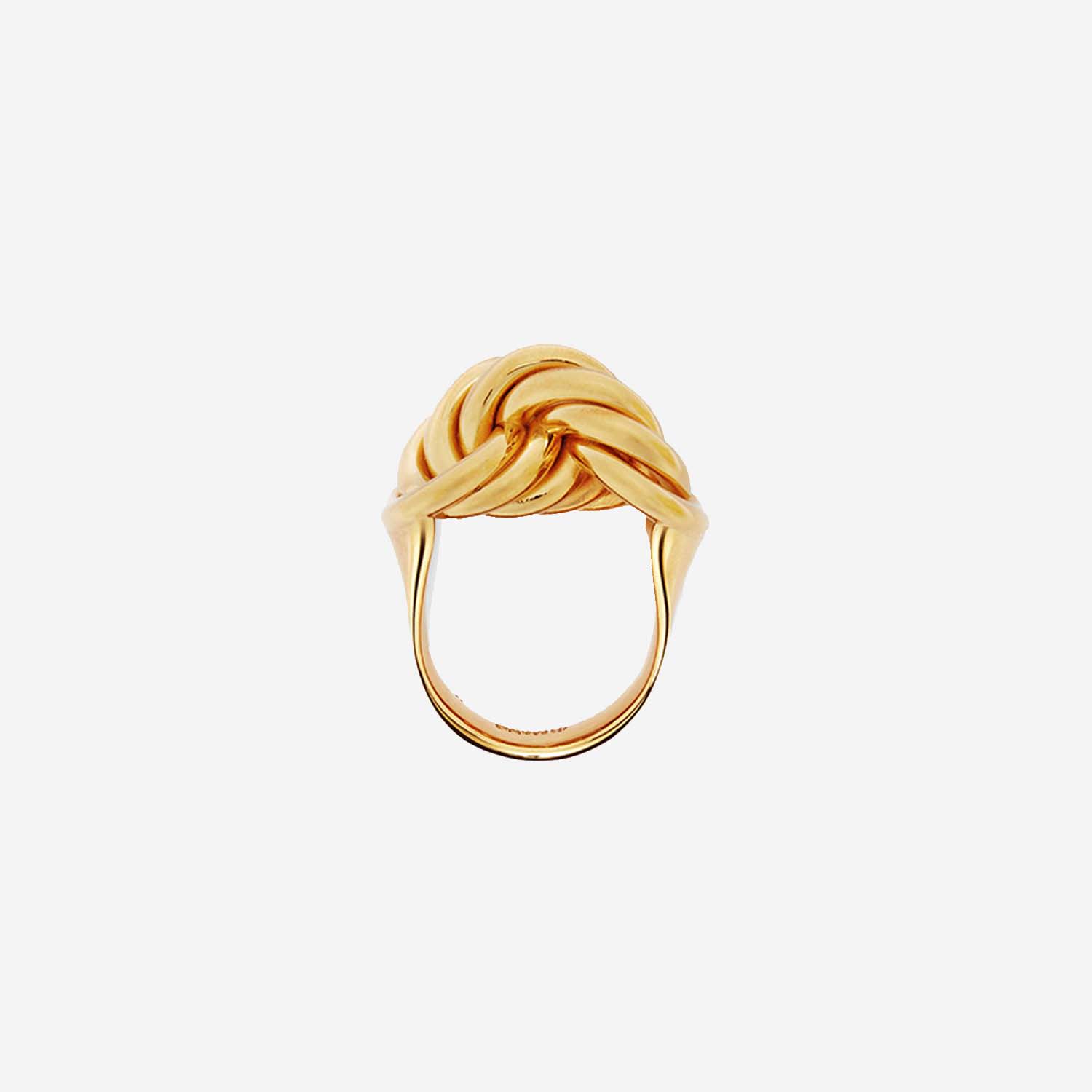 Jil Sander Brass Ring With Braided Detail In Golden