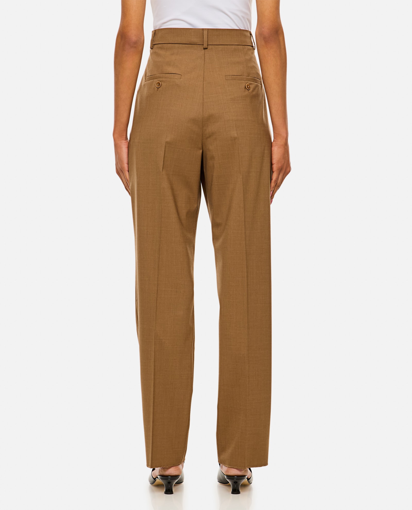Max Mara Finale High Waist Trousers In Brown
