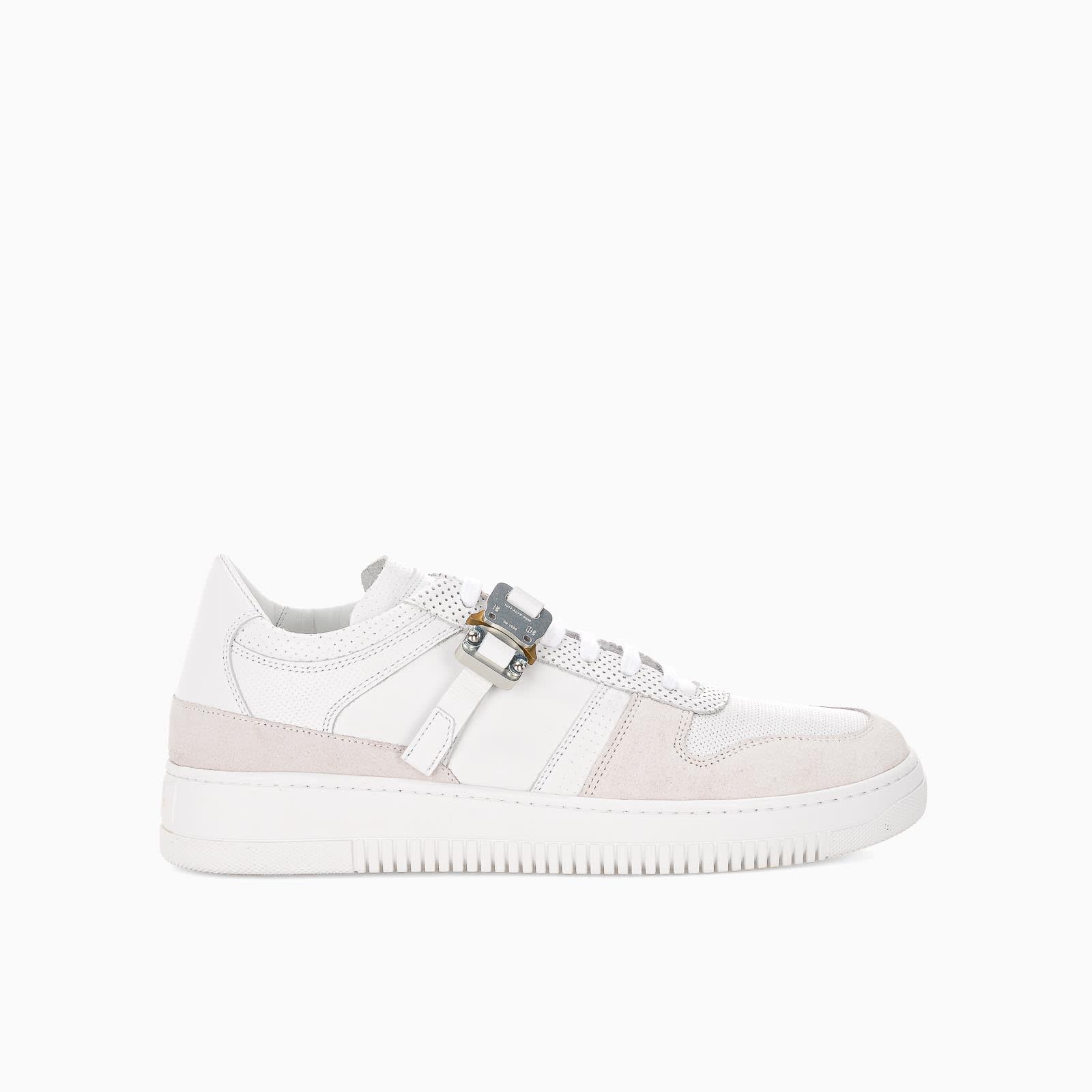 Alyx Buckle-embellished Perforated Sneakers In White