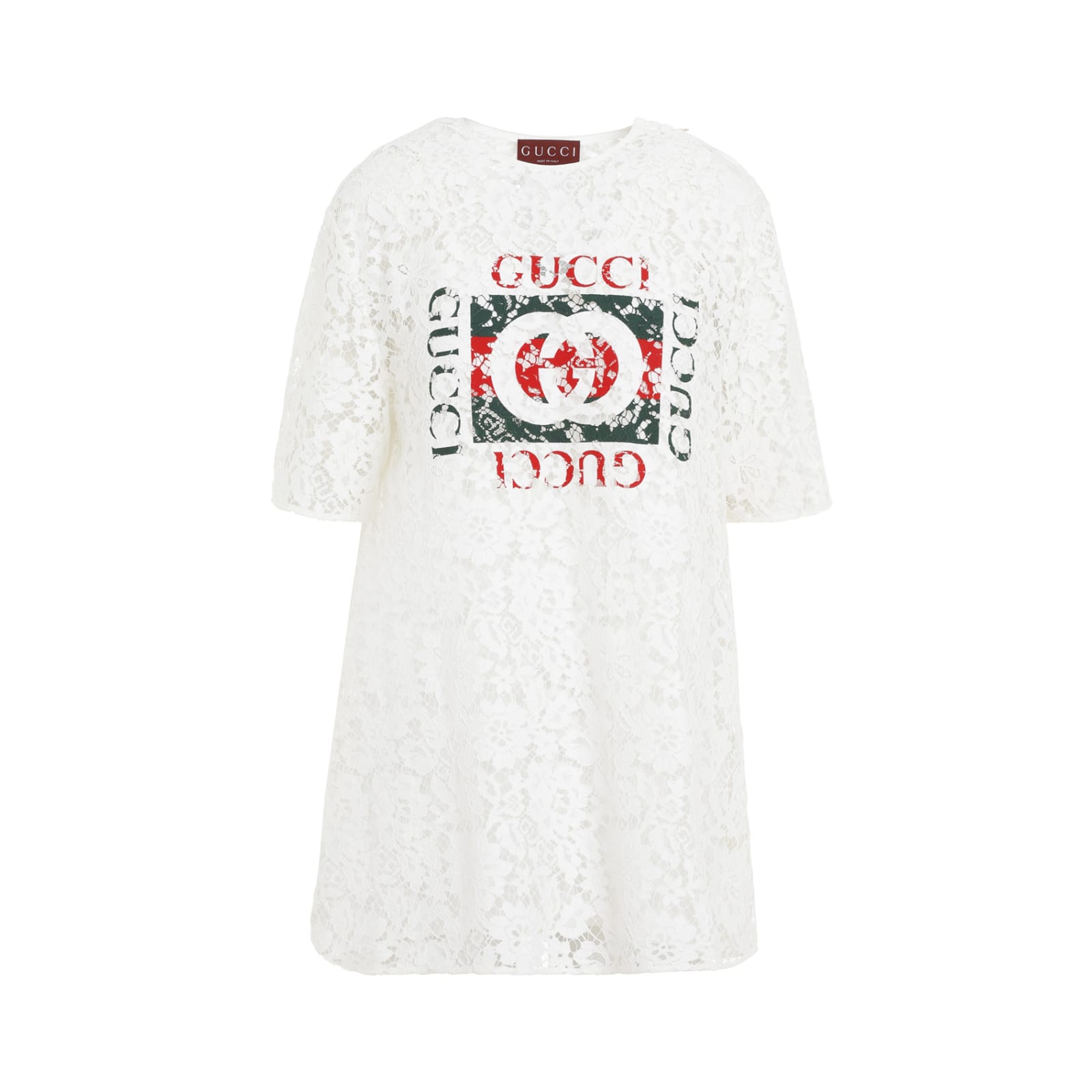 Shop Gucci Flower Lace Top In Off White Mix