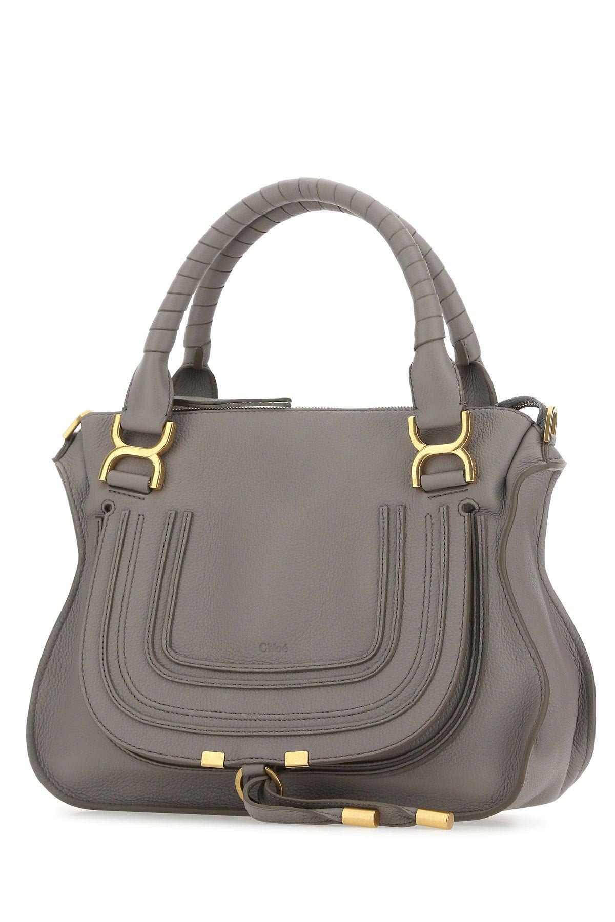 Shop Chloé Grey Leather Medium Marcie Handbag