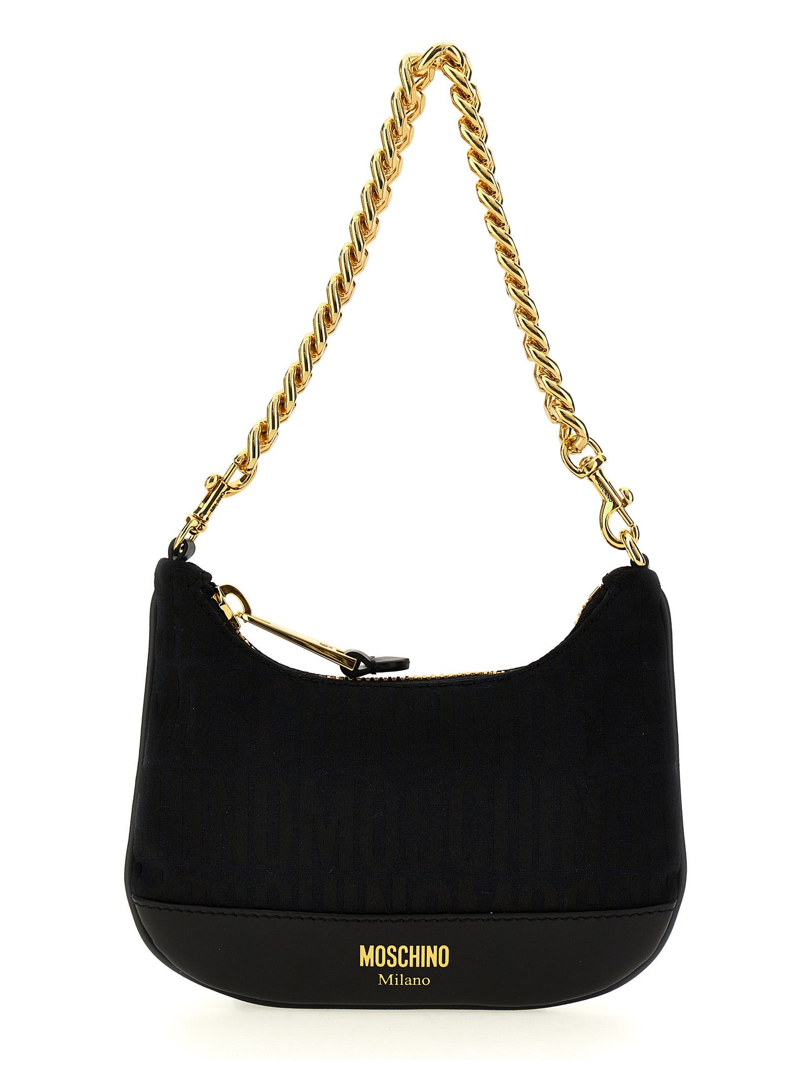 Shop Moschino Logo Handbag In Black