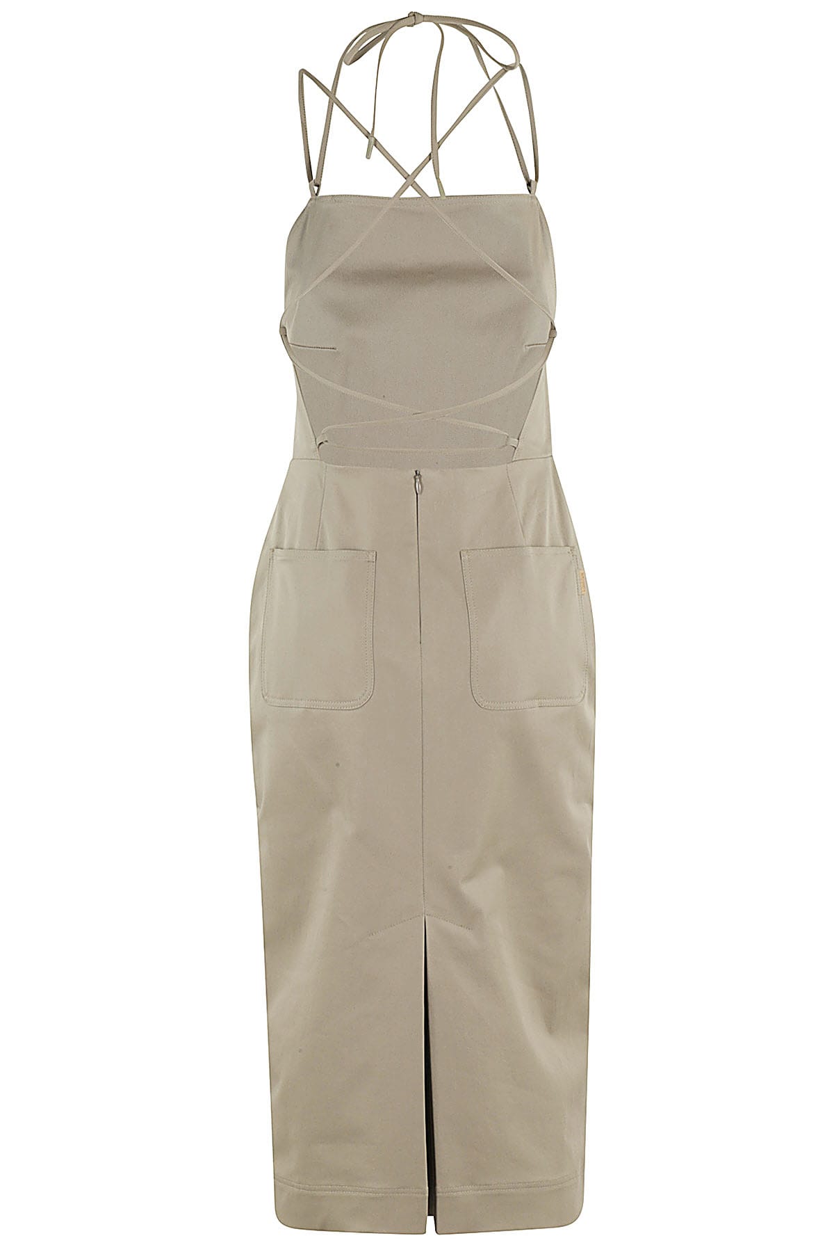 Max Mara Adorno1234 Cotton Twill Midi Dress In Verde Kaki