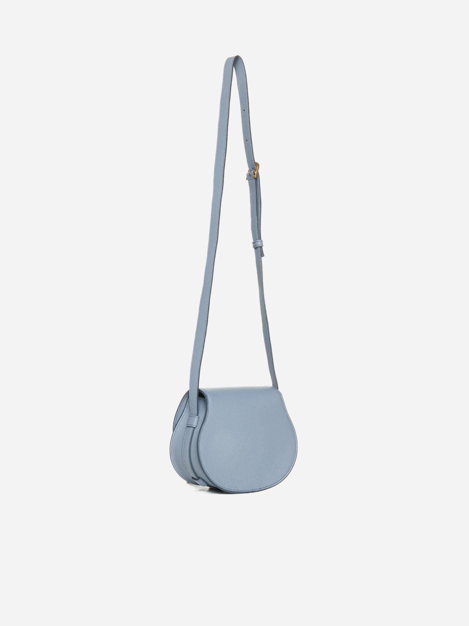 Shop Chloé Marcie Leather Small Bag In Clear Blue