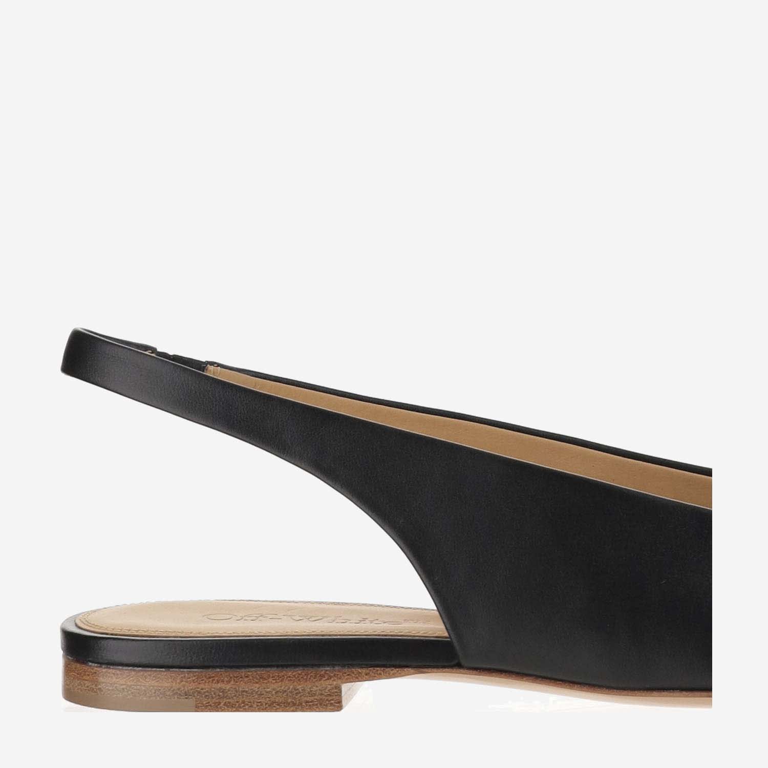 Shop Off-white Leather Slingback With Metallic Toe In Black