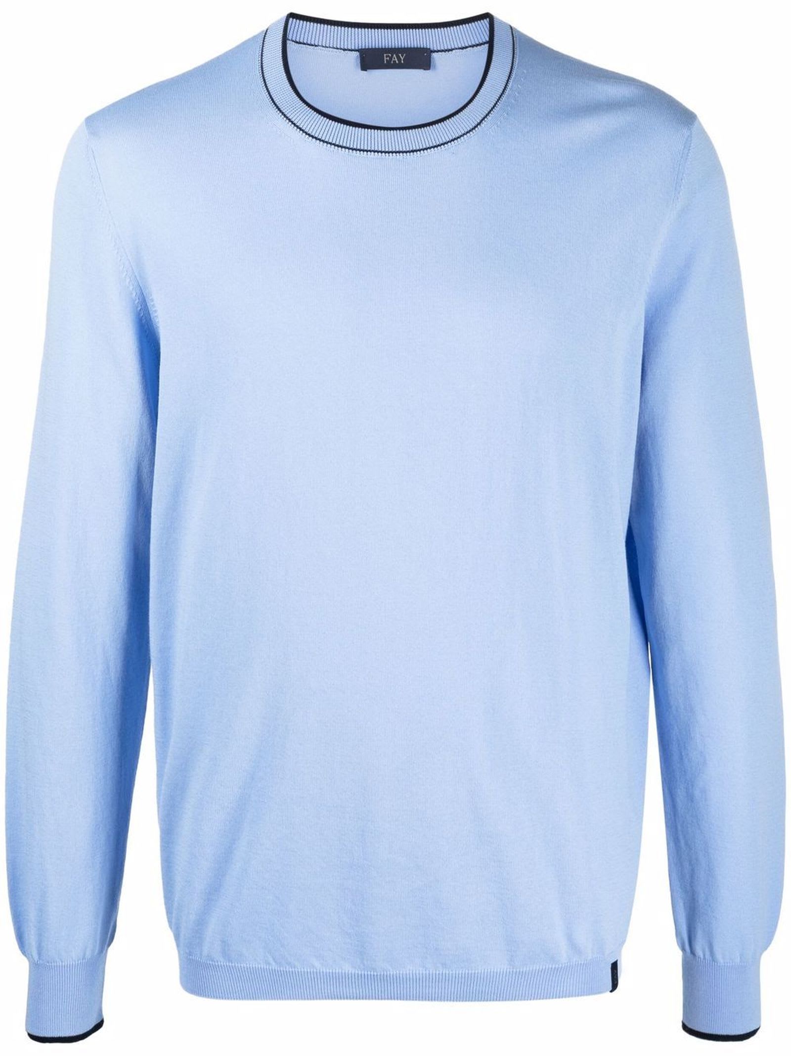 Fay Light Blue Cotton Sweatshirt