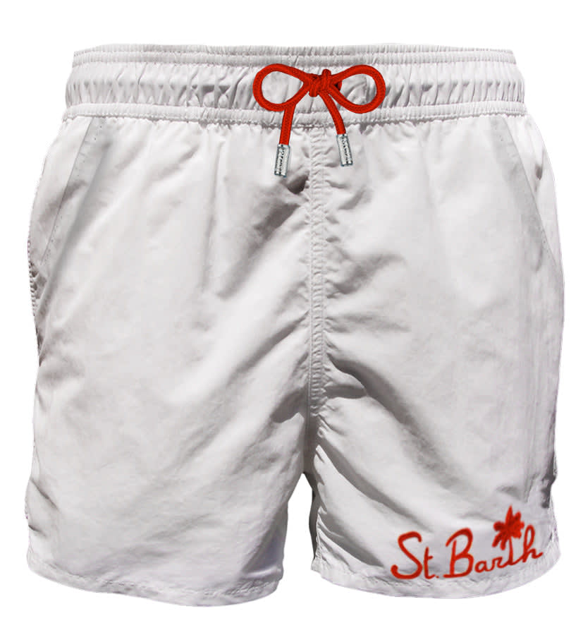 Mc2 Saint Barth White Man Swim Shorts With Pocket
