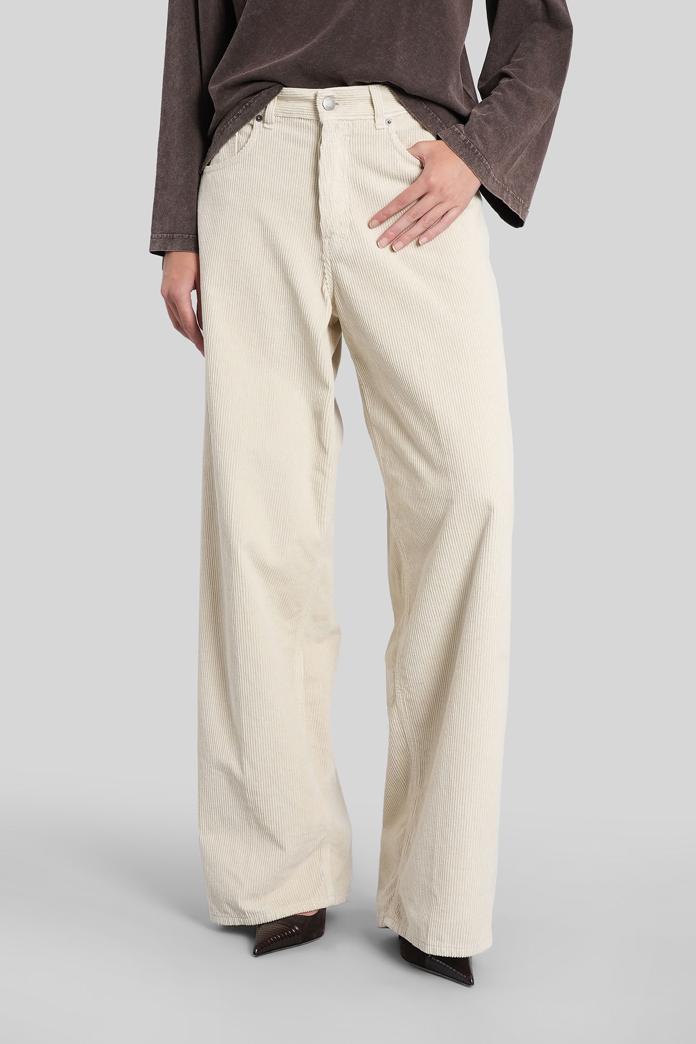 Haikure Bethany Velvet Pants In Beige Cotton In Orange