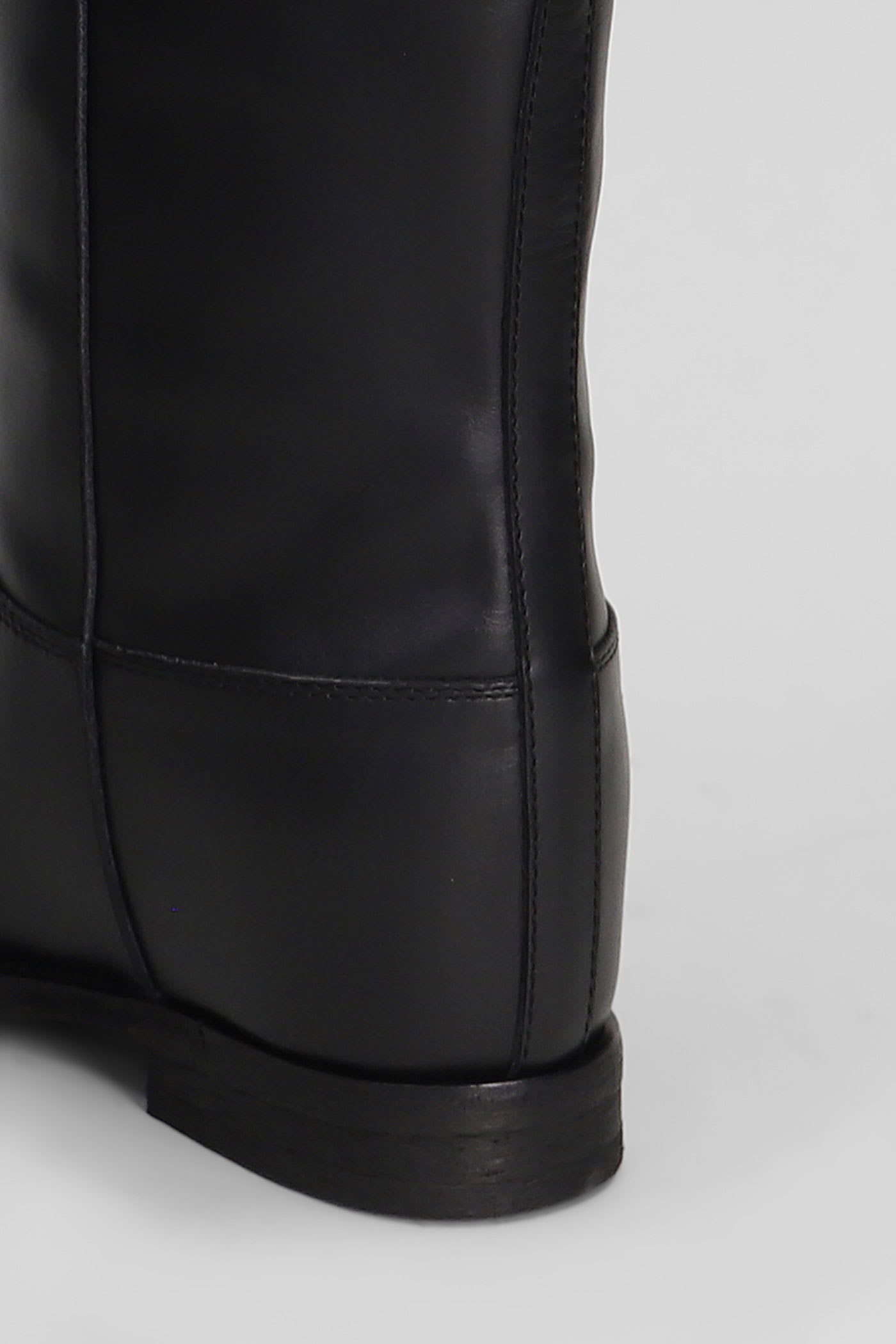 Via Roma 15 V-logo Leather Knee-high Boots In Black