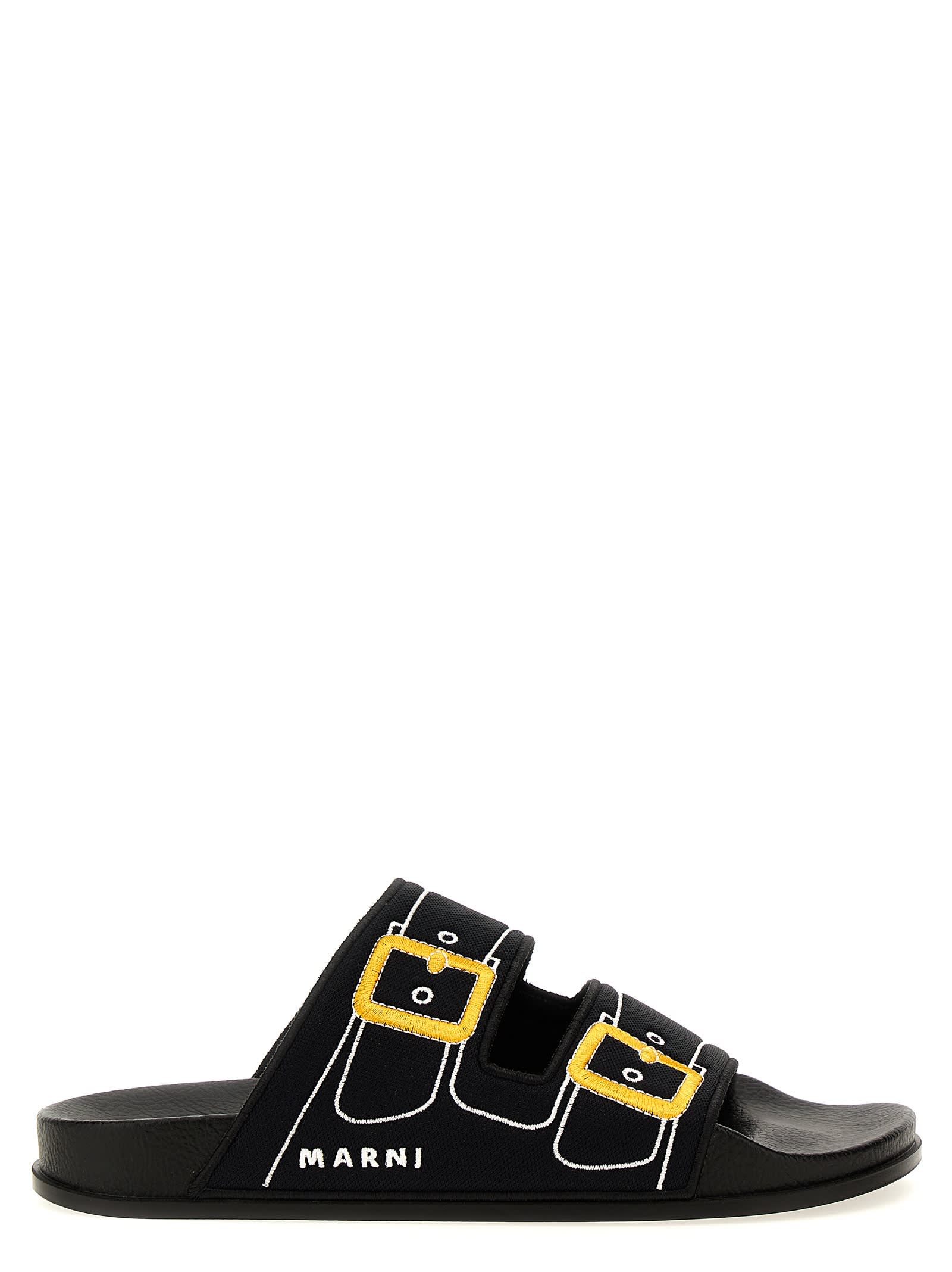 Shop Marni Trompe Loeil Sandals In Black