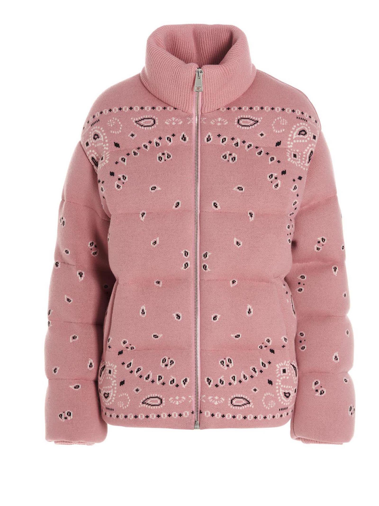 Shop Alanui Bandana Puffer Jacket In Pink