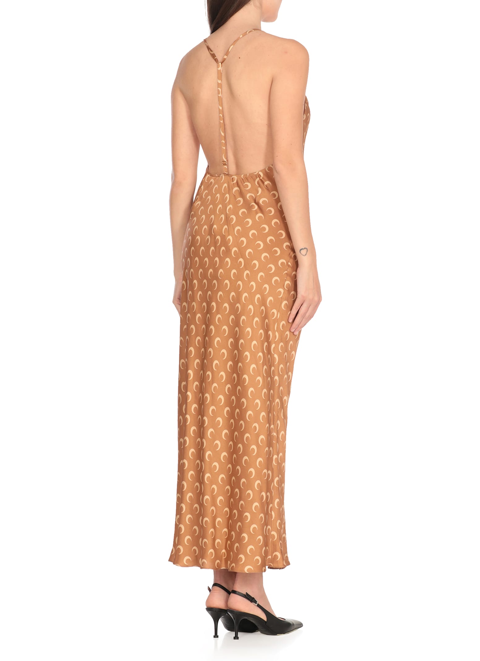 Marine Serre Moon Satin Long Slip Dress In Multi
