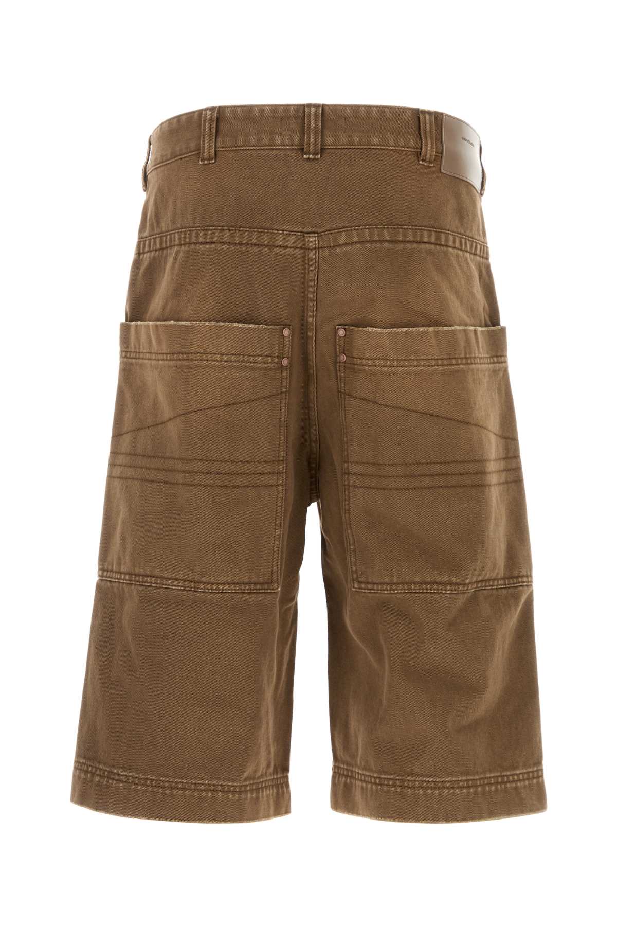 Shop Entire Studios Brown Denim Bermuda Shorts In Militarystone