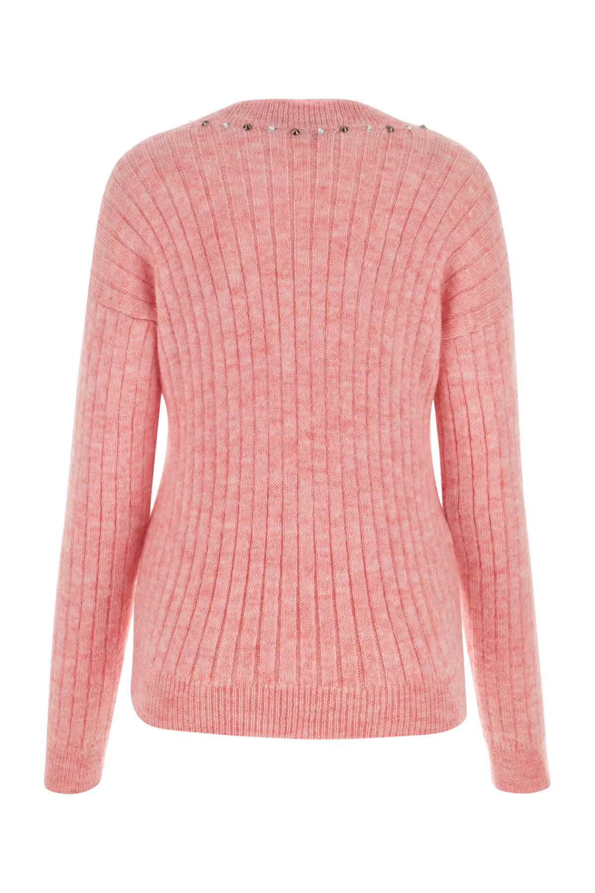 Alessandra Rich Melange Pink Wool Blend Sweater In Pinkme