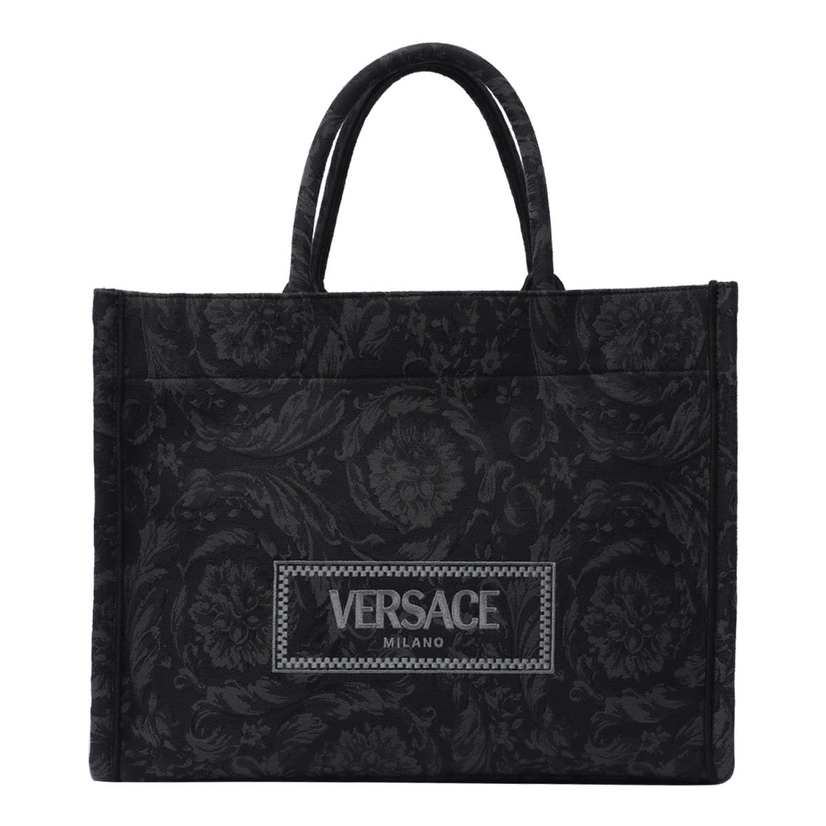 Shop Versace Athena Barocco Shopper In Black