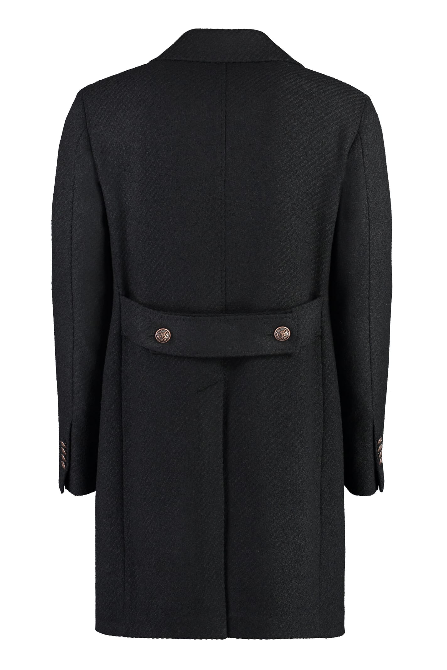 Tagliatore Double-breasted Virgin Wool Coat In Black