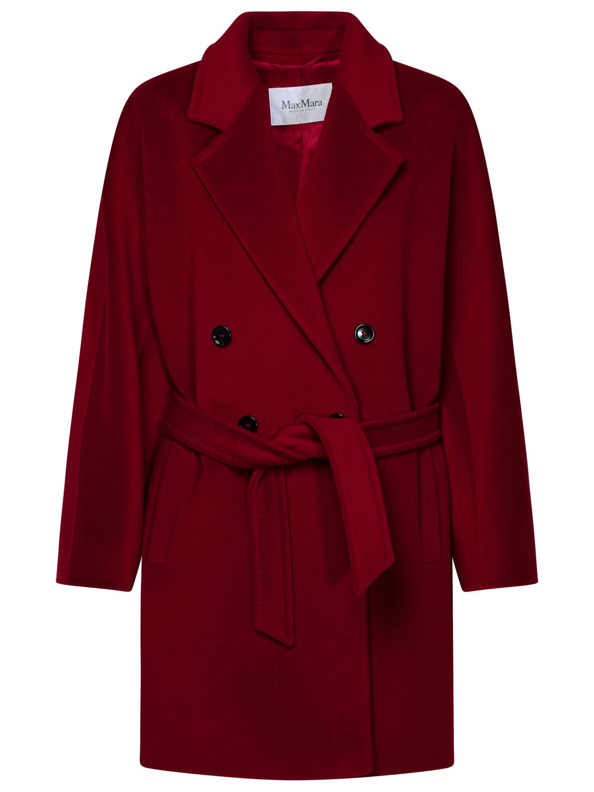 Shop Max Mara Burgundy Wool Blend Coat In Red