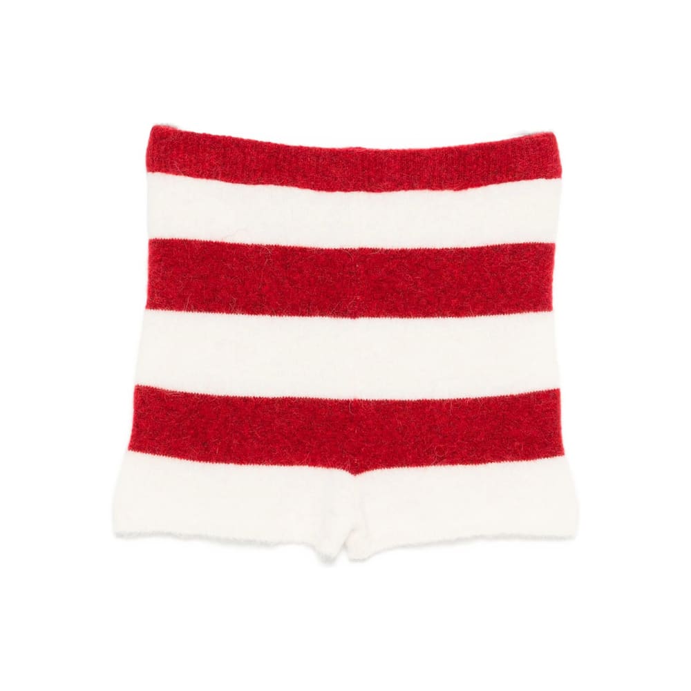 Fiorucci Red Striped Embroidered Alpaca Mini Shorts In Multi