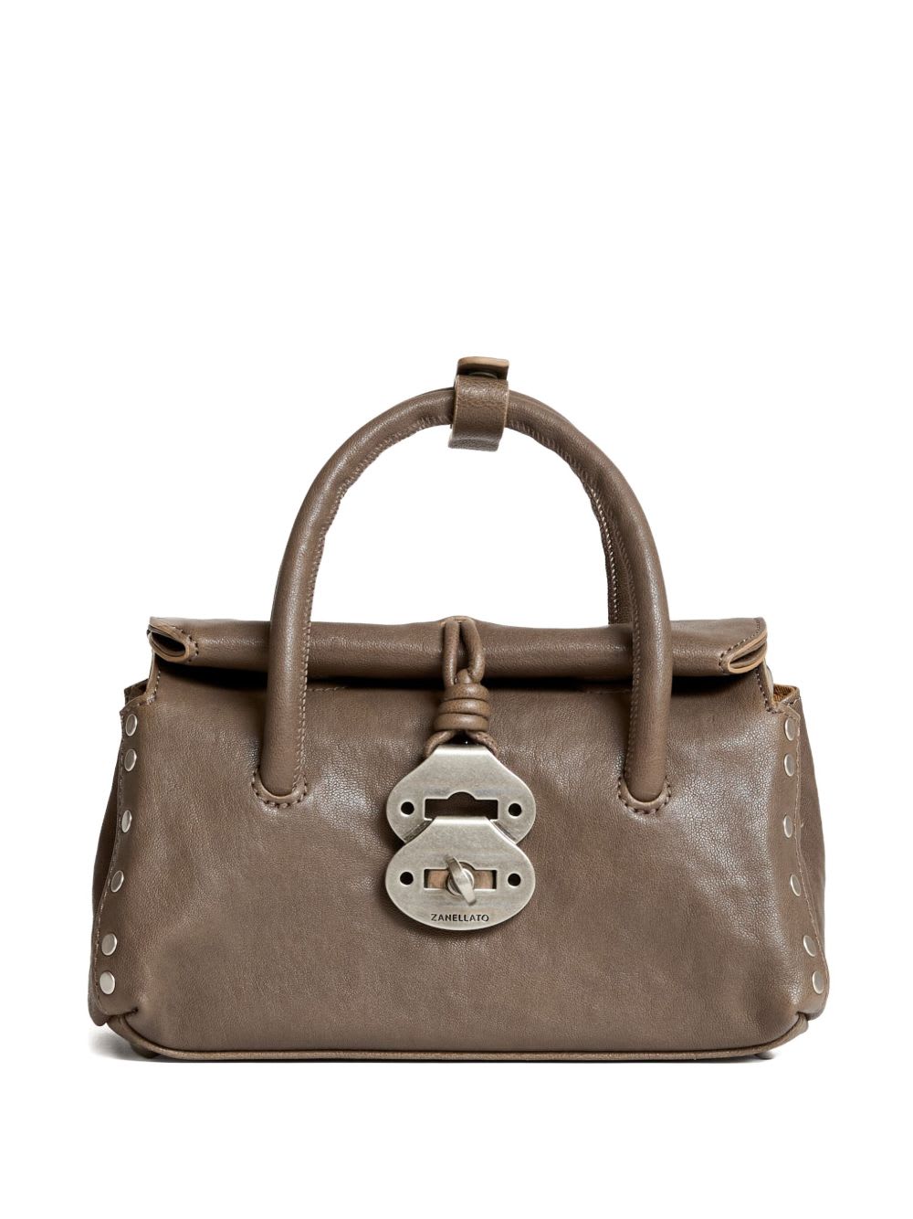 Zanellato Dotta Tabacco Baby Small Leather Handbag In Gray