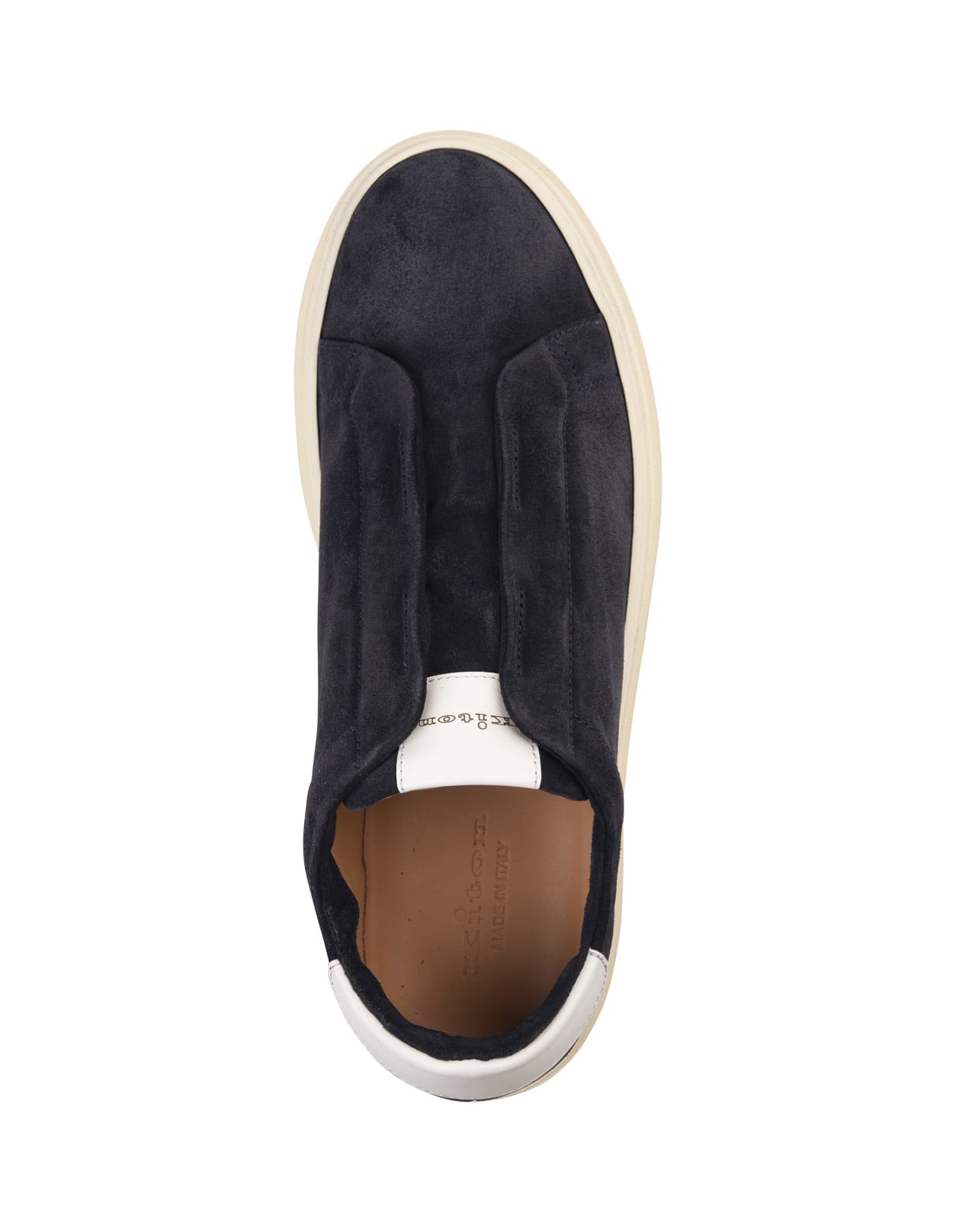 KITON BLUE SUEDE SLIP-ON SNEAKERS 