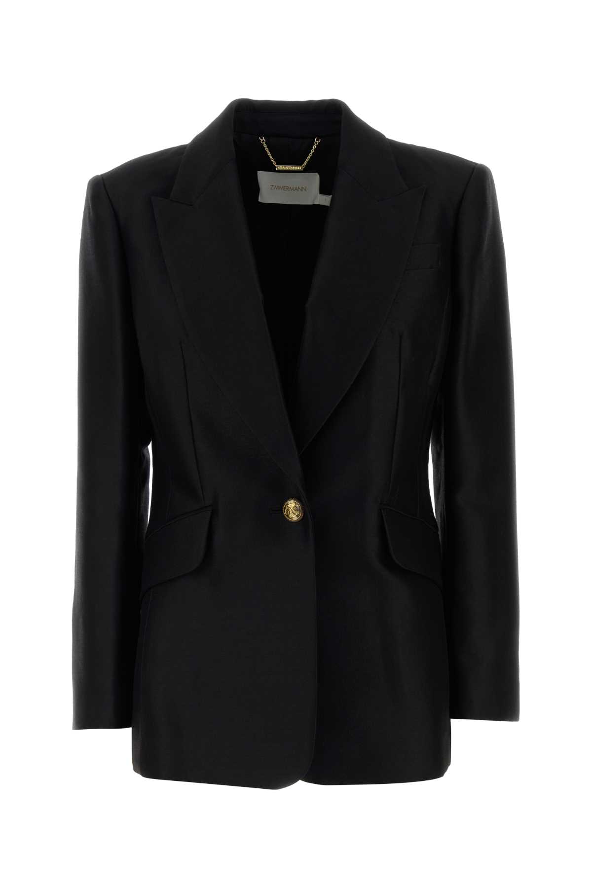 Zimmermann Black Wool Blend Hypnotic Blazer In Black