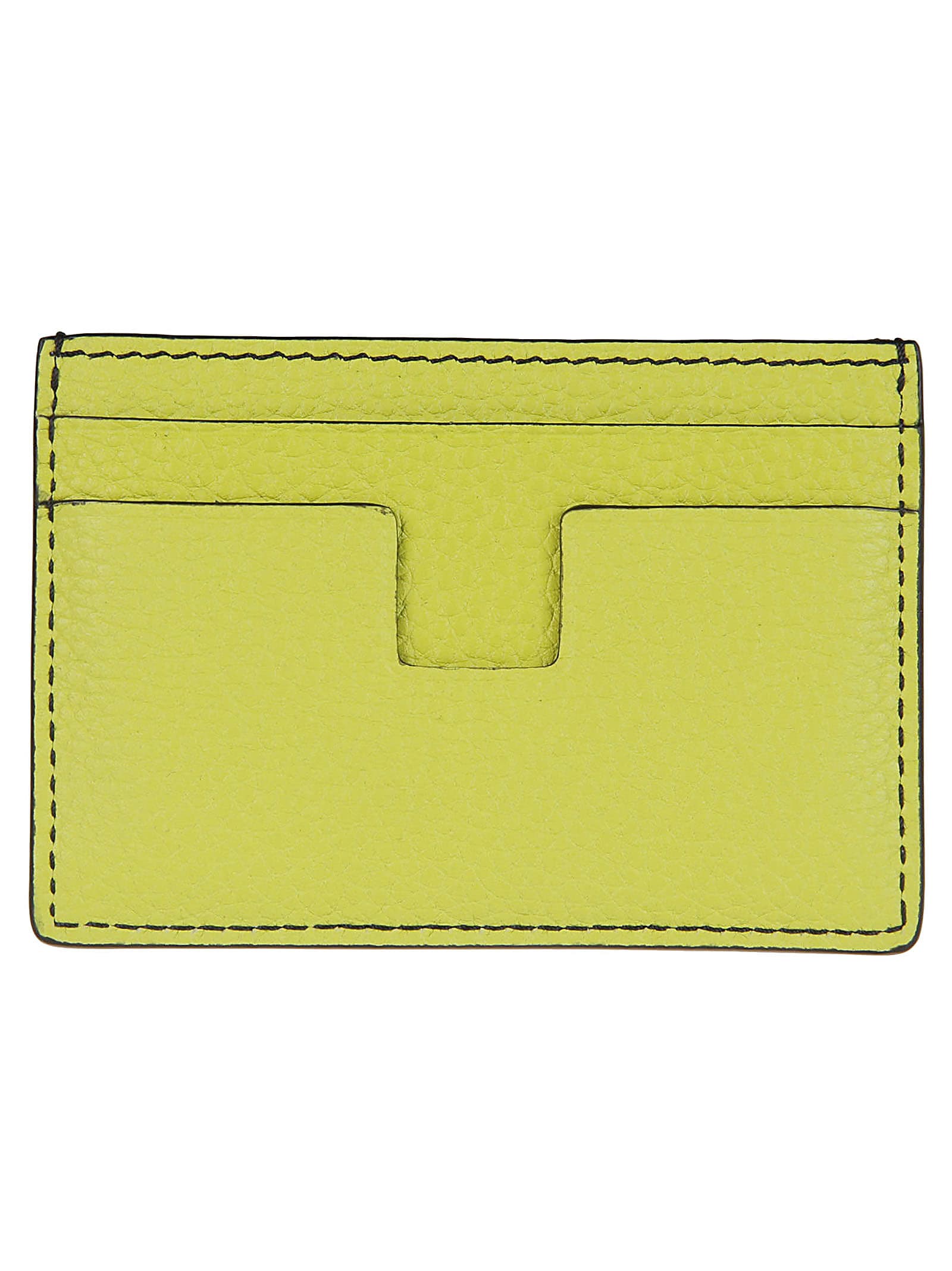 Shop Tom Ford Two-tone Credit Card Holder In Black/lime