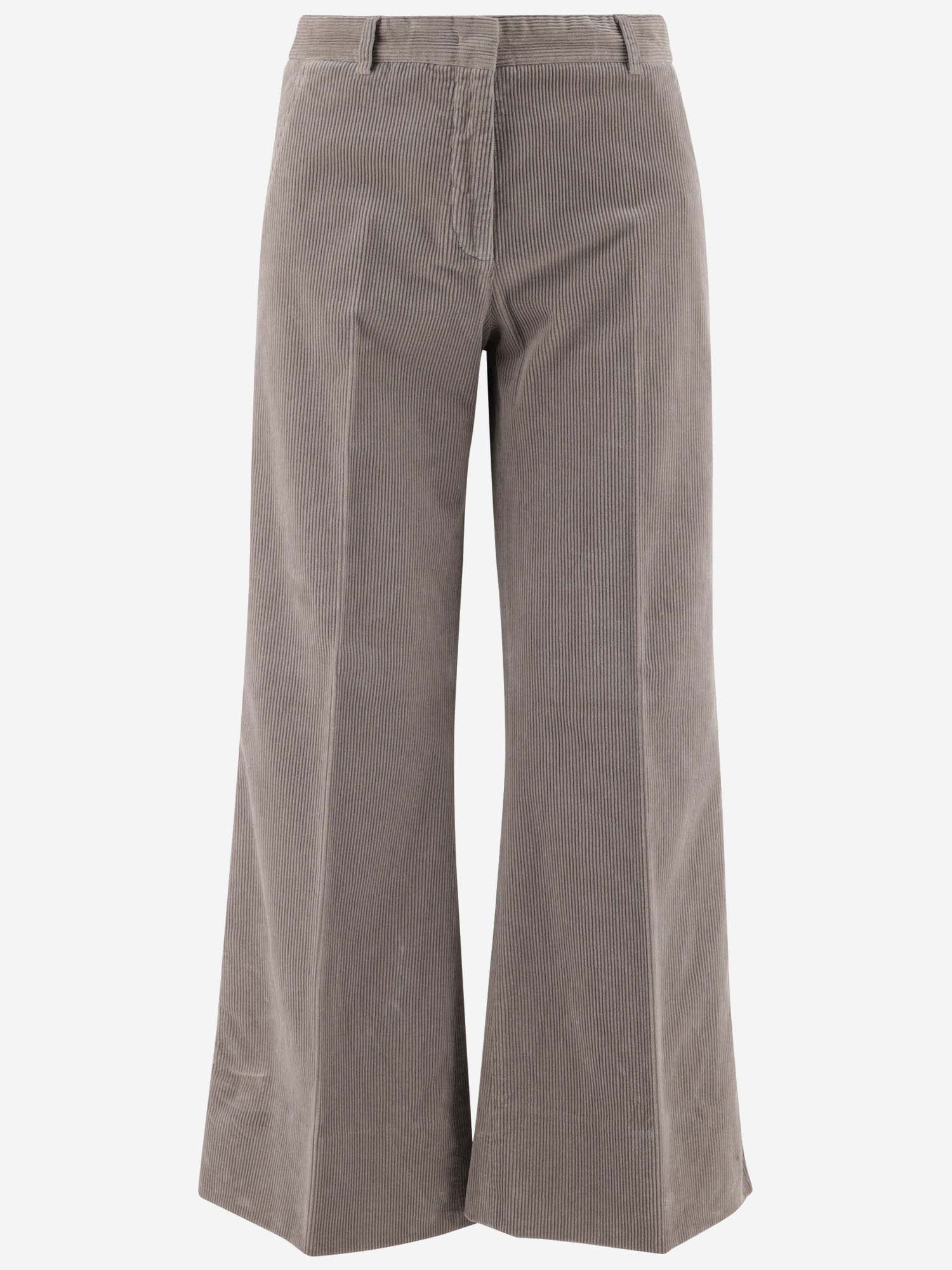 Stretch Cotton Velvet Flared Pants