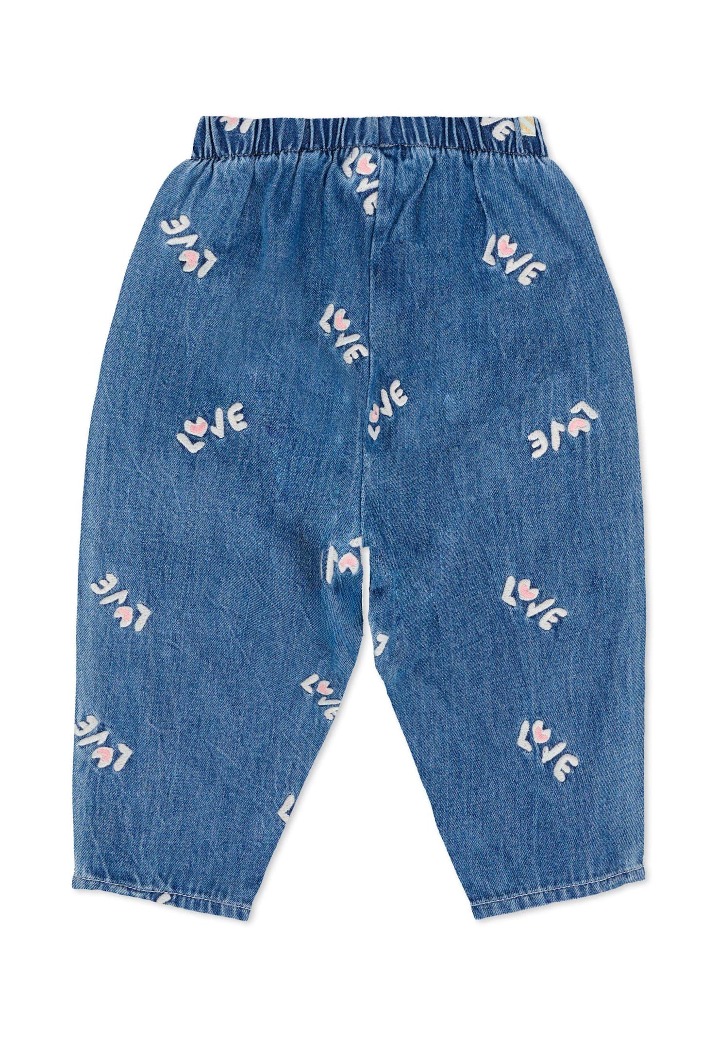 Billieblush Denim Jeans For Baby Girl With Writing In Blue