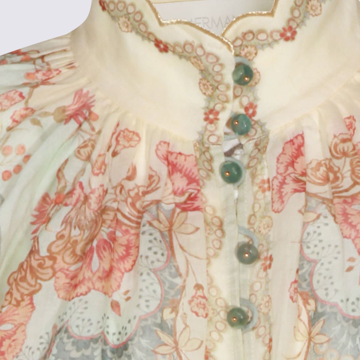 Zimmermann Womens Wallpaper Floral Mint Daylight Balloon-sleeves Woven Blouse Xs In Multi