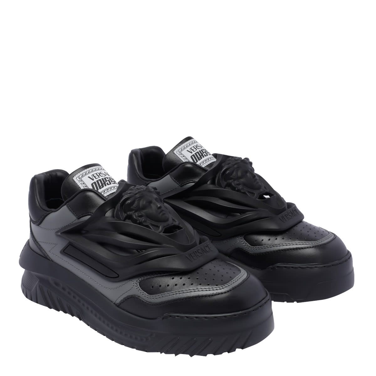 Shop Versace Odissea Sneakers In Black