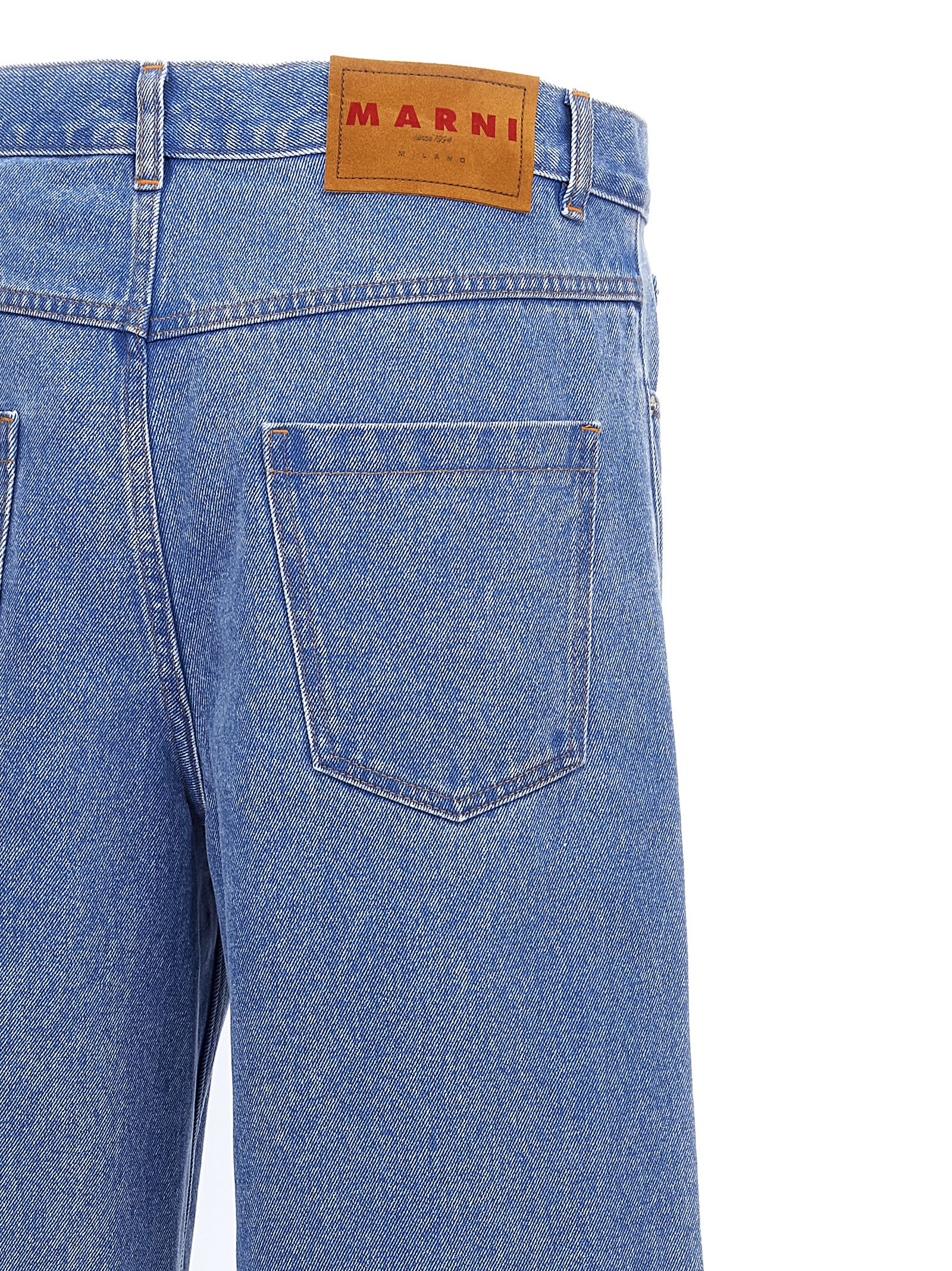 Marni Wide Leg Blue Jeans With High Turn-up In Light Blue