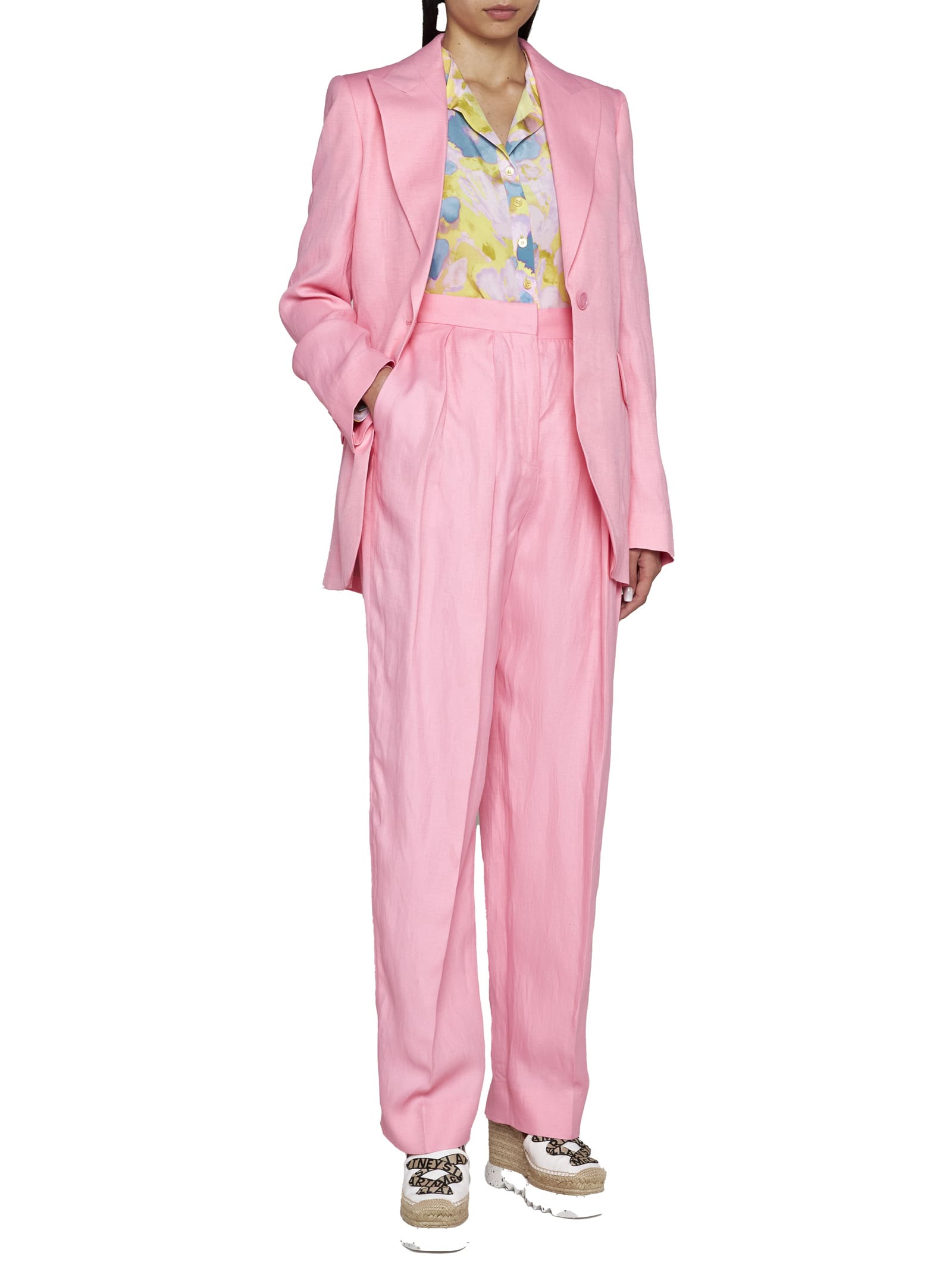 Stella Mccartney Viscose And Linen Single-breasted Blazer In Hibiscus