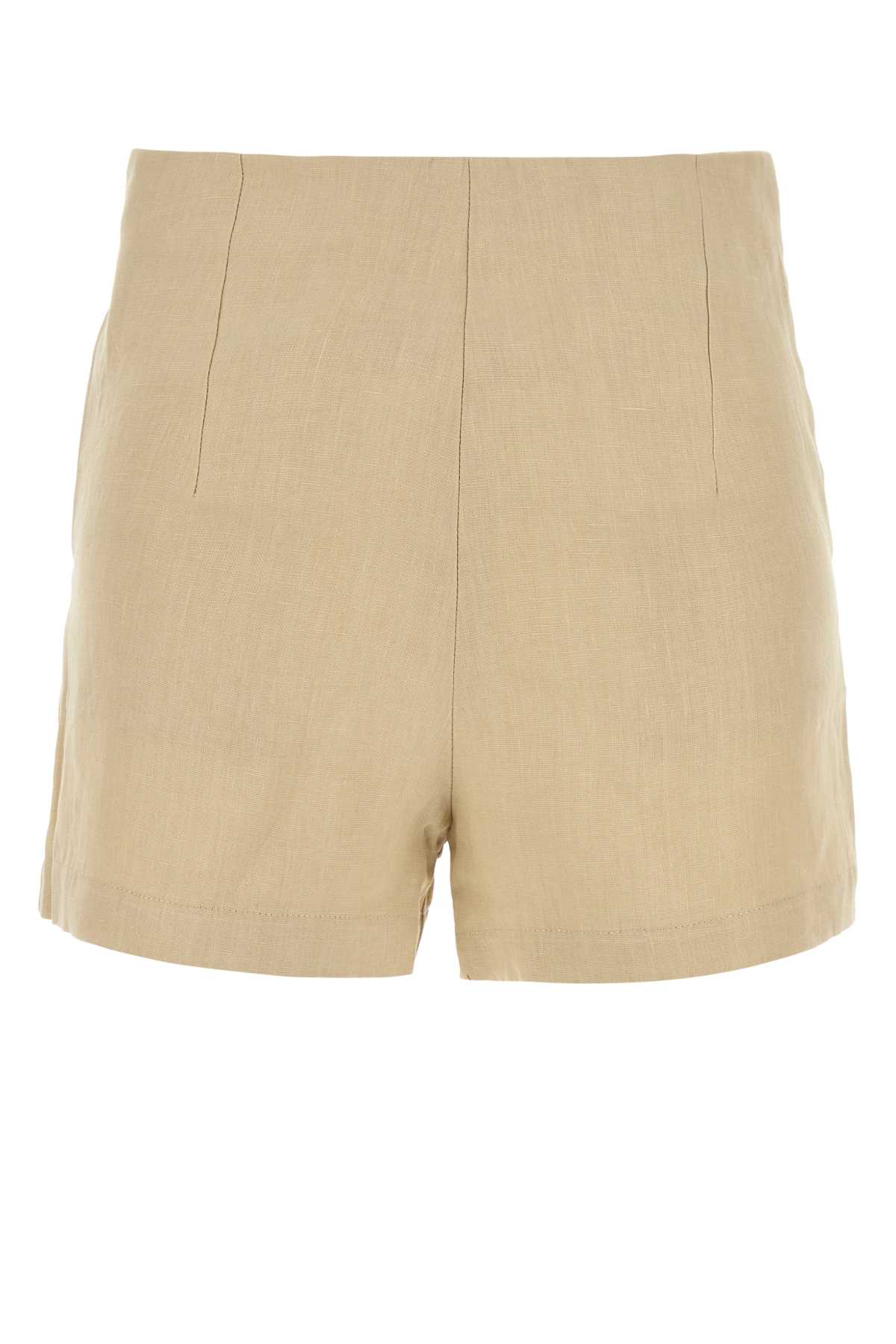 Le Kasha Beige Linen Ezbet Shorts In Brown