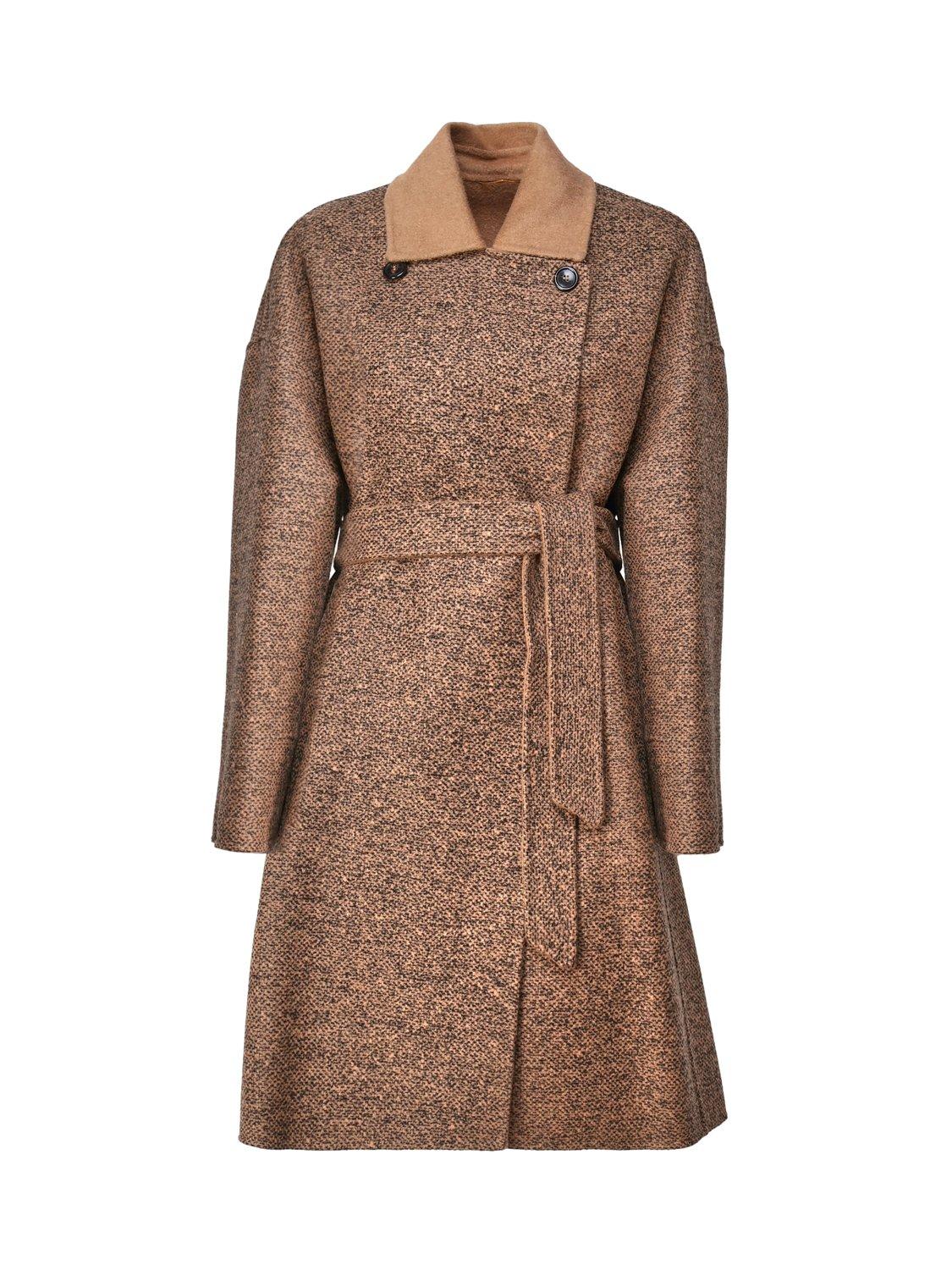 Shop Max Mara Double-breasted Belted Coat In Brown