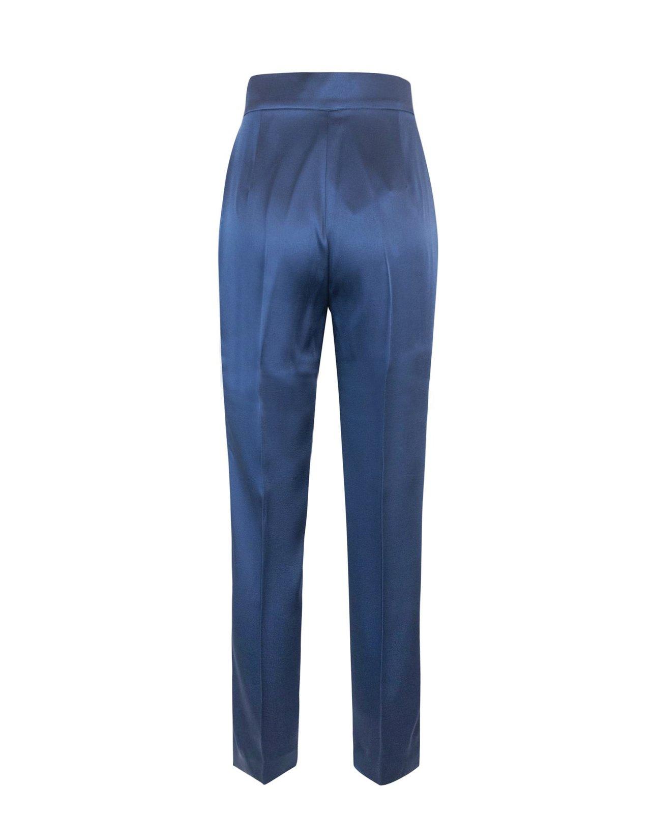 Max Mara Envers Satin Cigarette Trousers  Studio In Blue