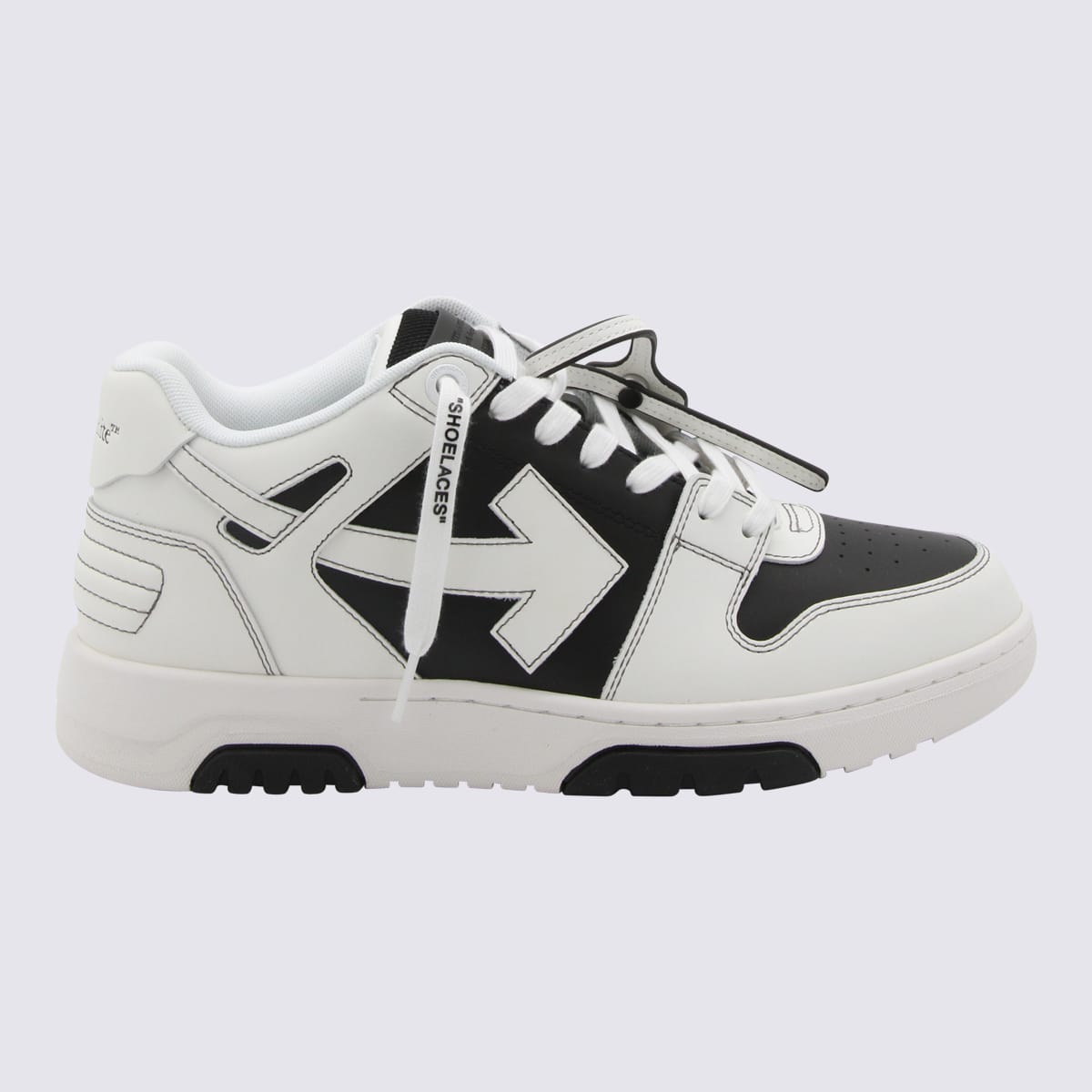 OFF-WHITE BLACK AND WHITE LEATHER OUT OF OFFICE trainers