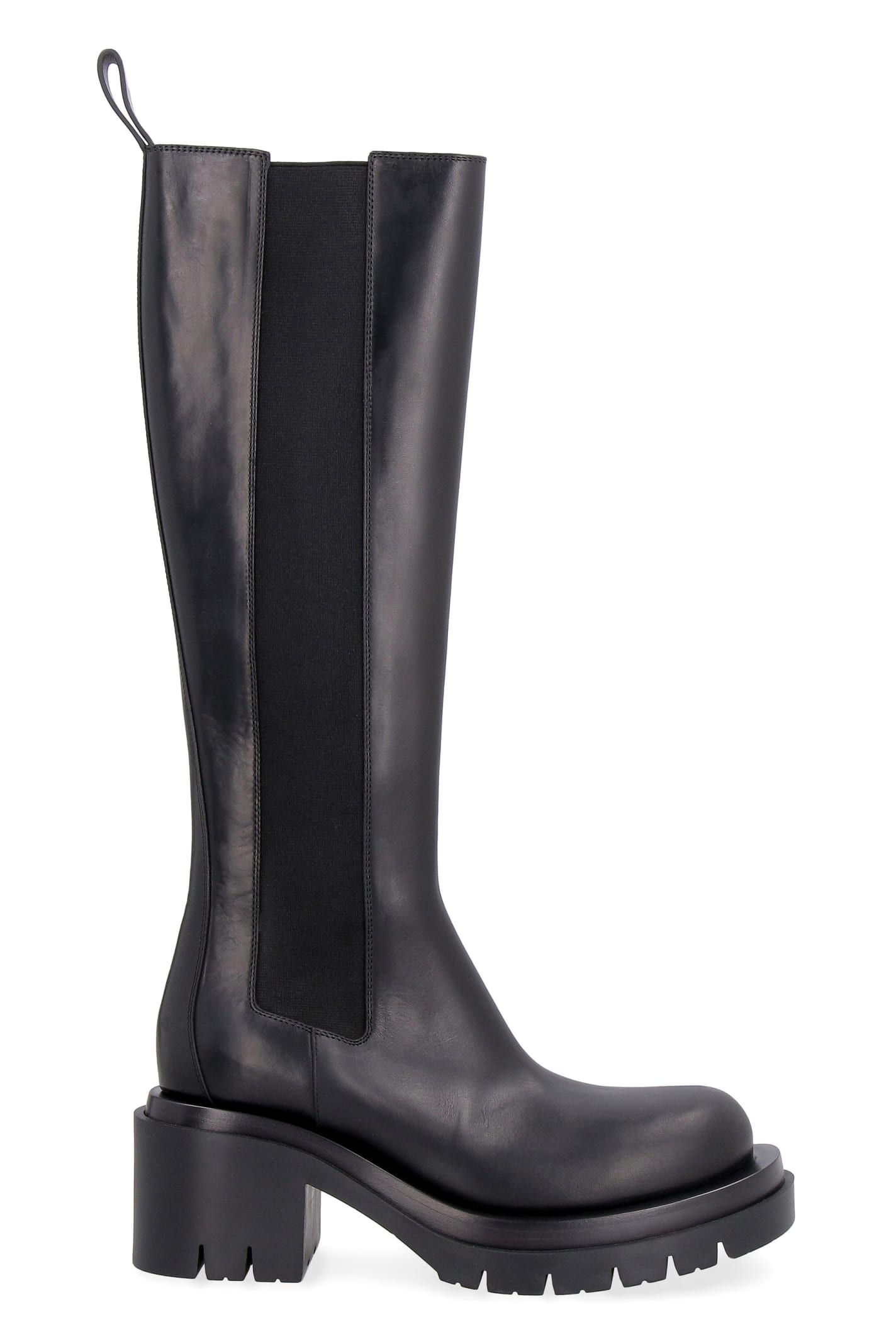 Shop Bottega Veneta Lug Leather Boots In Black